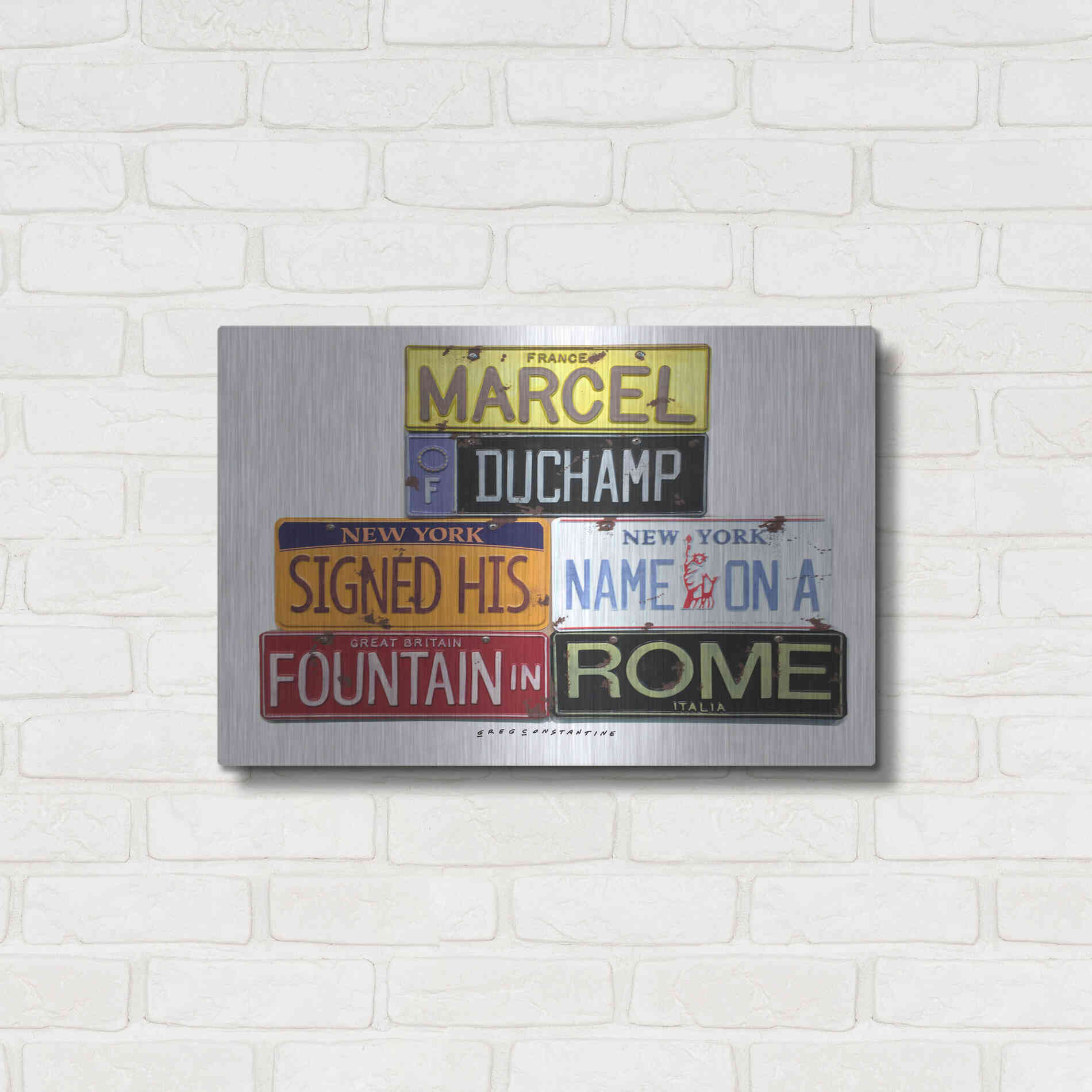 Luxe Metal Art 'Duchamp Fountain' by Gregory Constantine, Metal Wall Art,24x16