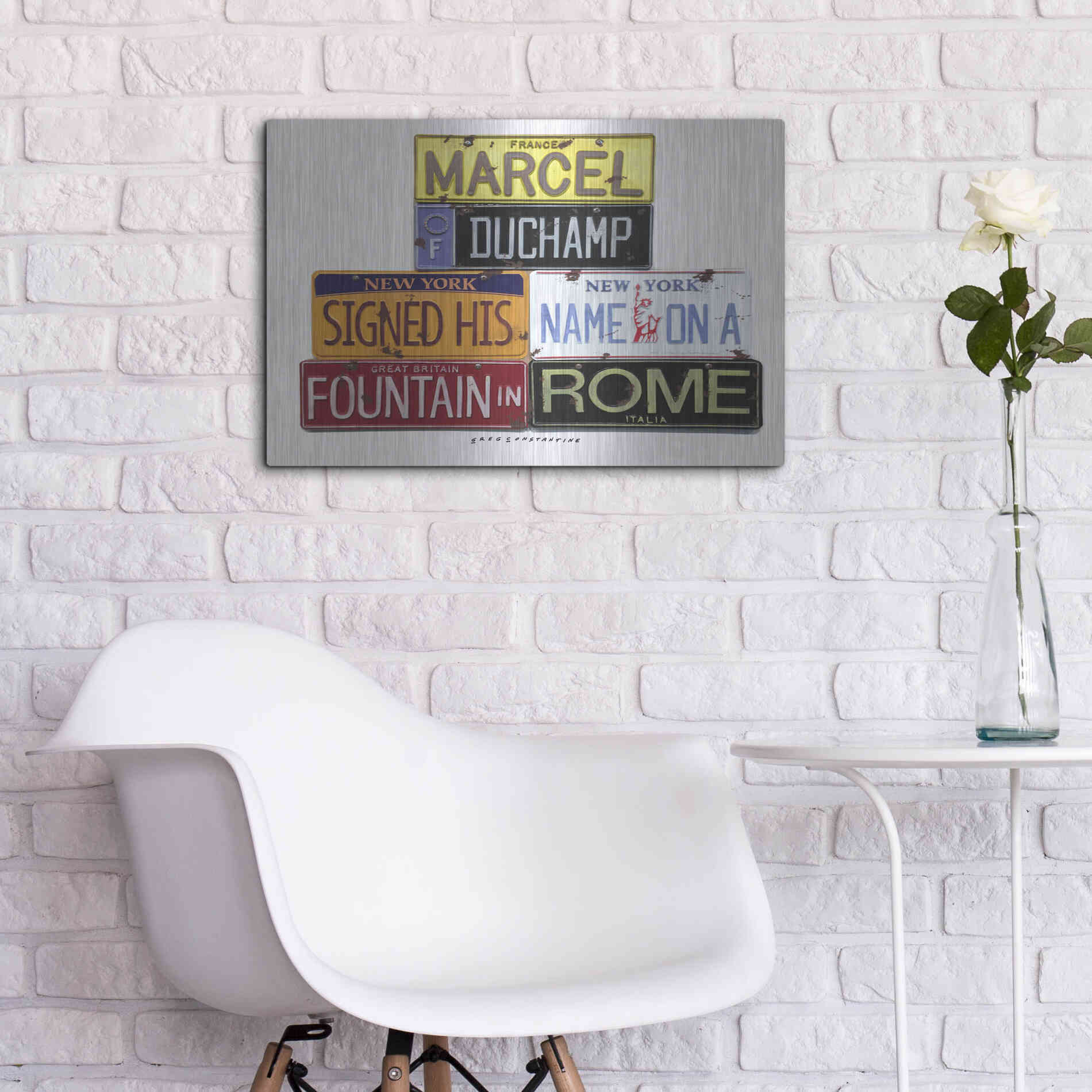 Luxe Metal Art 'Duchamp Fountain' by Gregory Constantine, Metal Wall Art,24x16