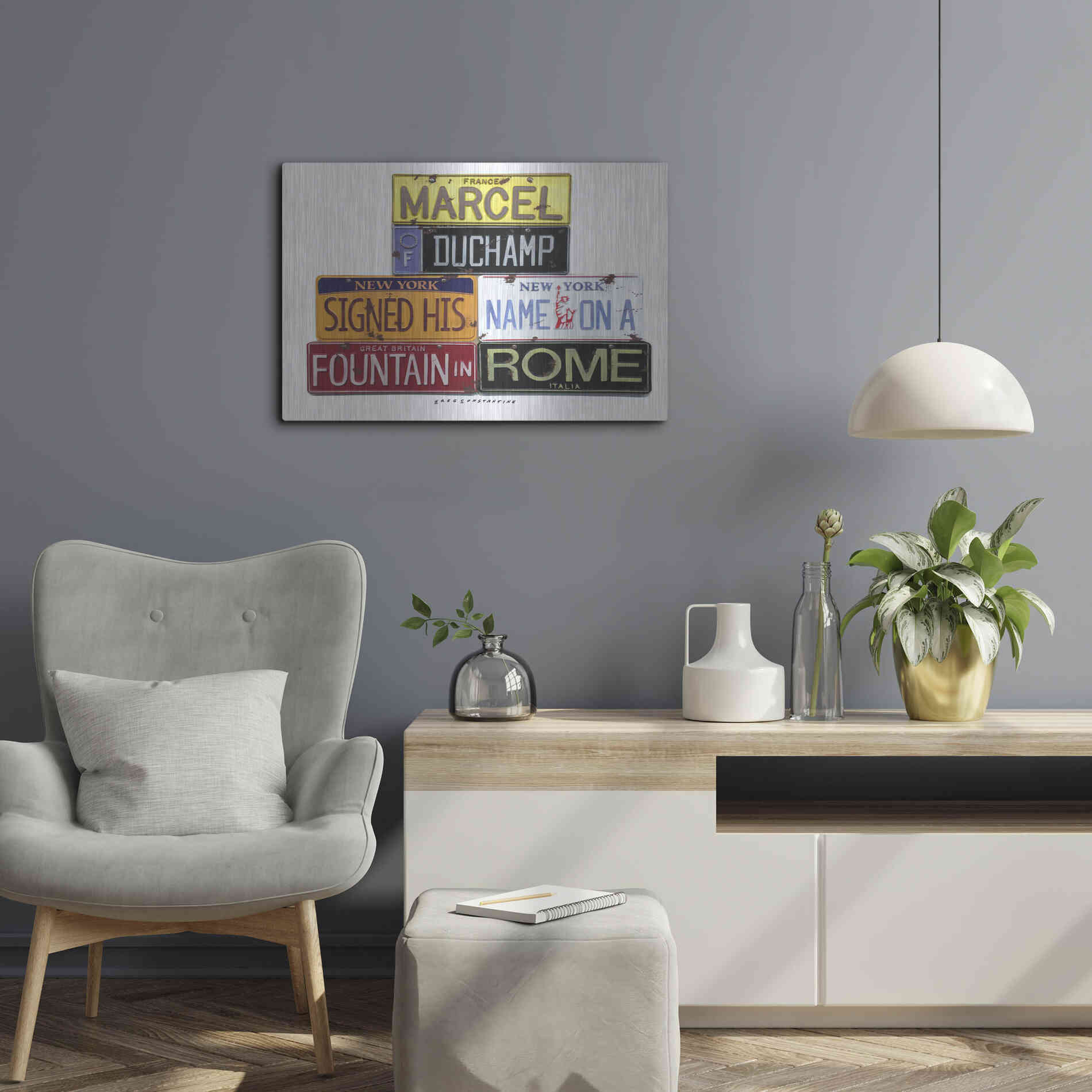 Luxe Metal Art 'Duchamp Fountain' by Gregory Constantine, Metal Wall Art,24x16