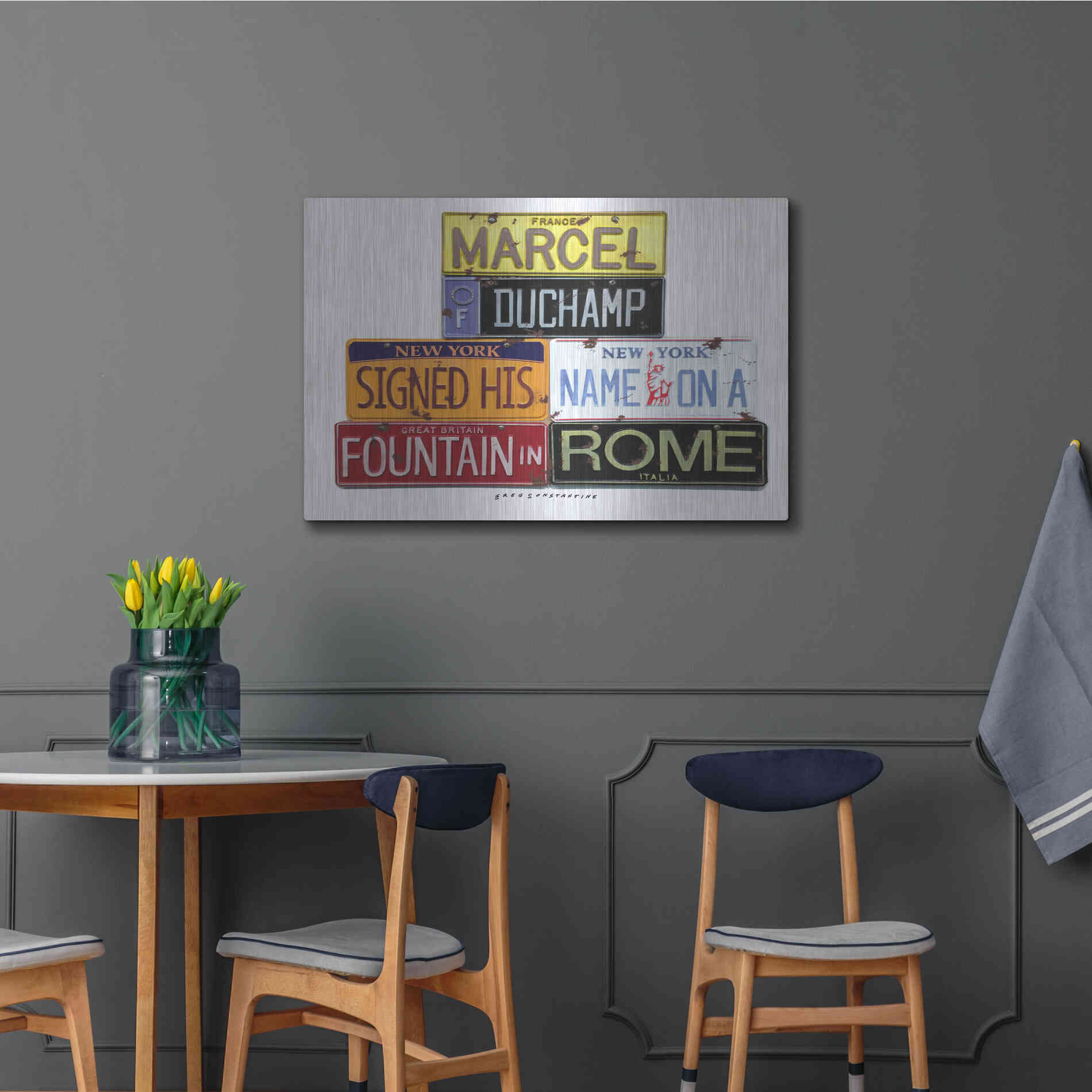 Luxe Metal Art 'Duchamp Fountain' by Gregory Constantine, Metal Wall Art,36x24