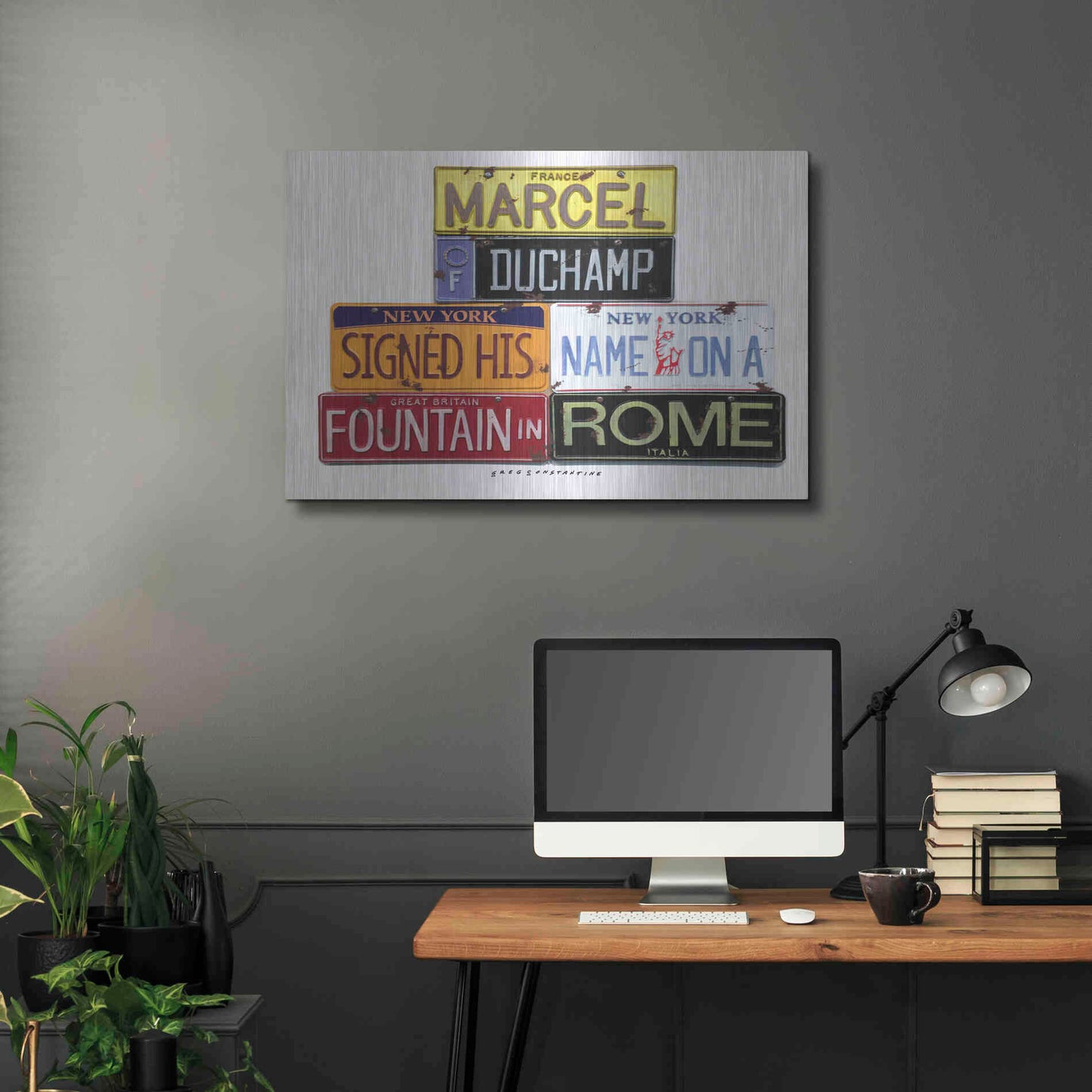 Luxe Metal Art 'Duchamp Fountain' by Gregory Constantine, Metal Wall Art,36x24