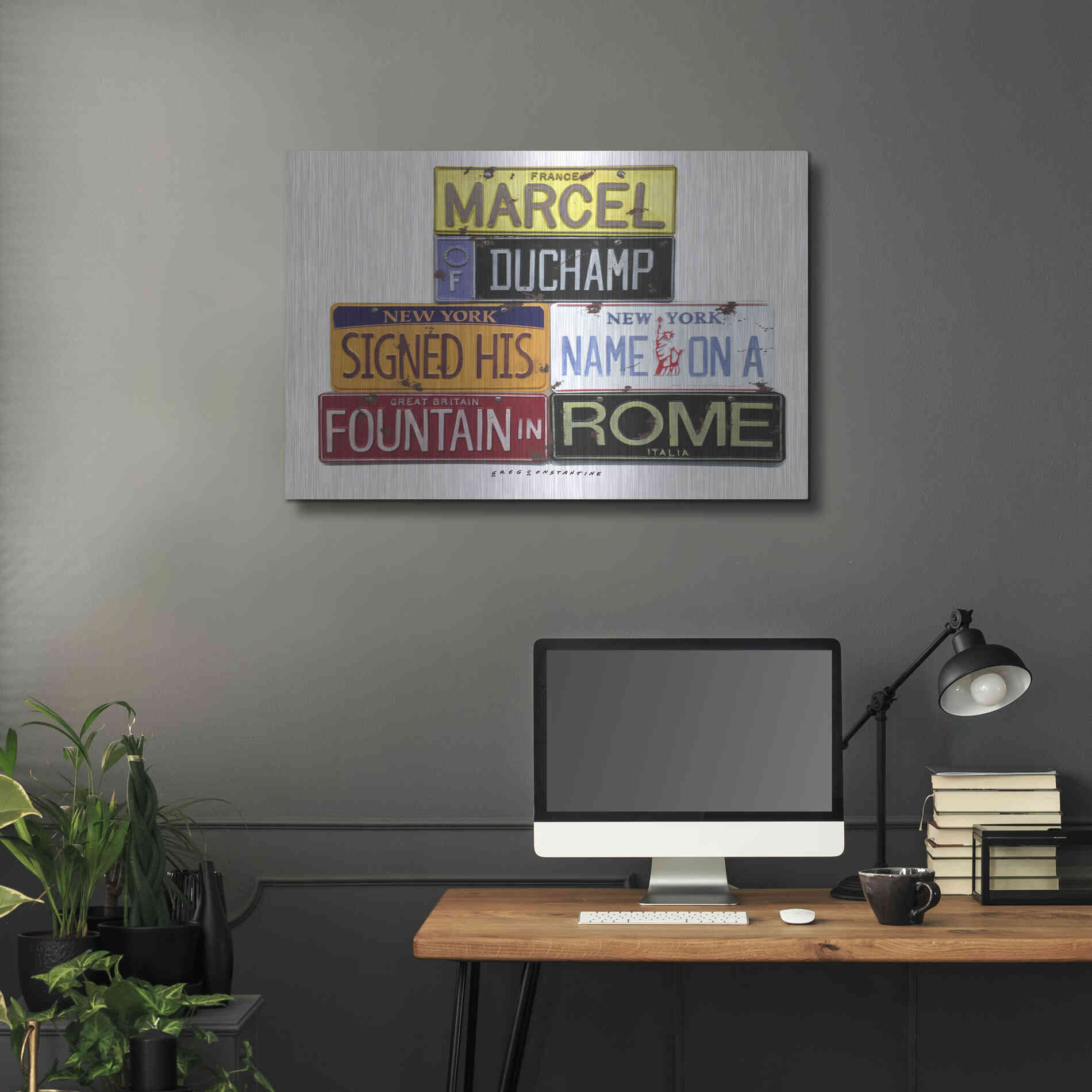 Luxe Metal Art 'Duchamp Fountain' by Gregory Constantine, Metal Wall Art,36x24