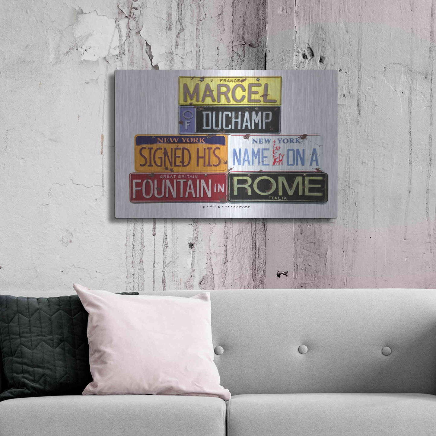 Luxe Metal Art 'Duchamp Fountain' by Gregory Constantine, Metal Wall Art,36x24