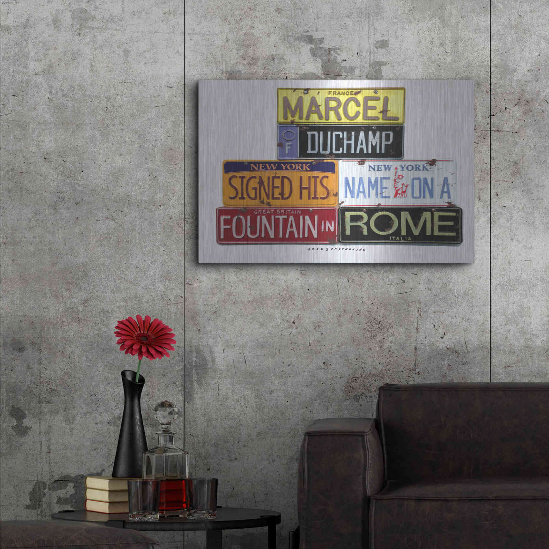 Luxe Metal Art 'Duchamp Fountain' by Gregory Constantine, Metal Wall Art,36x24