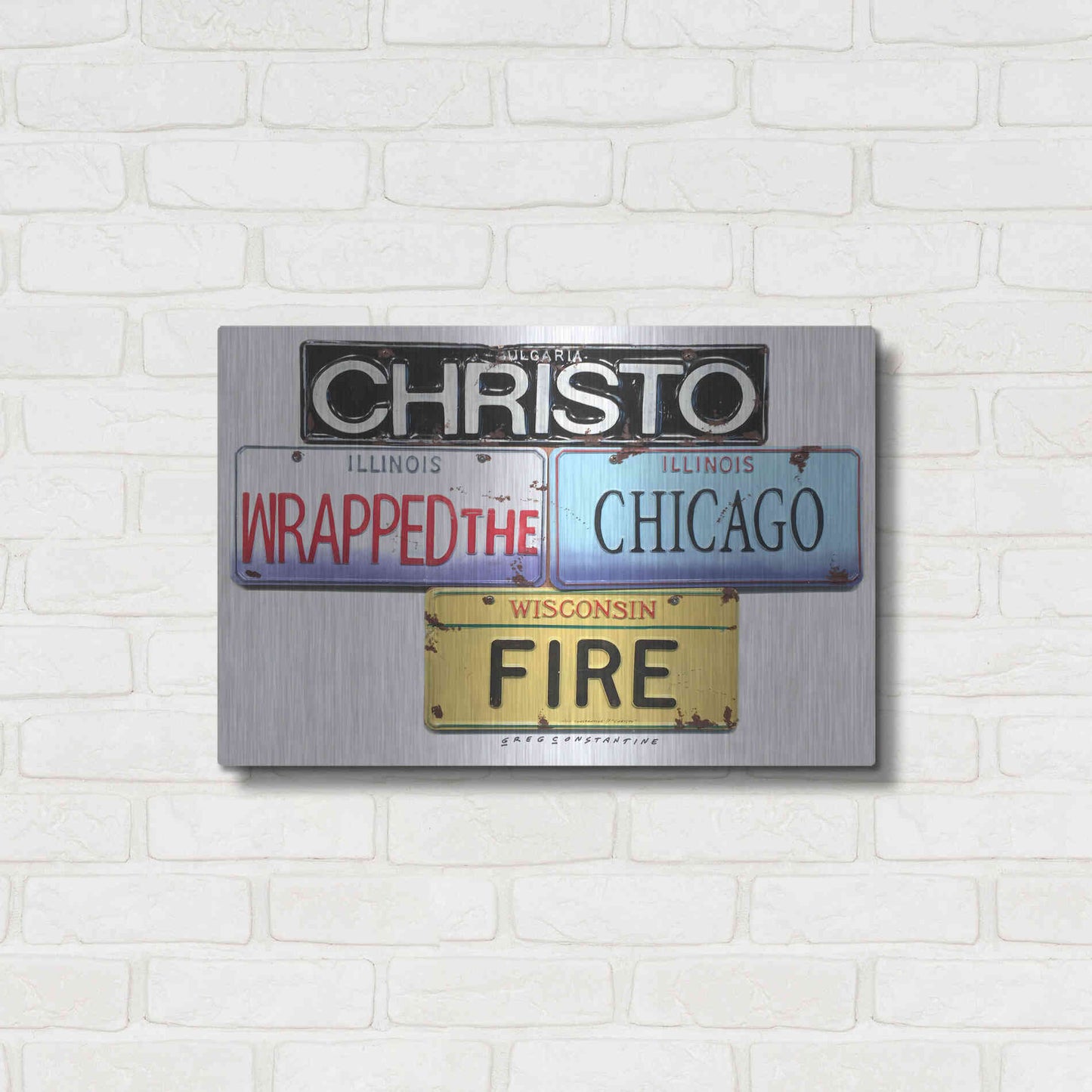 Luxe Metal Art 'Christo Chicago Fire' by Gregory Constantine, Metal Wall Art,24x16