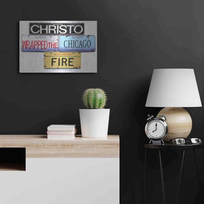 Luxe Metal Art 'Christo Chicago Fire' by Gregory Constantine, Metal Wall Art,24x16