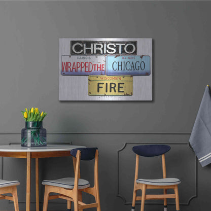 Luxe Metal Art 'Christo Chicago Fire' by Gregory Constantine, Metal Wall Art,36x24