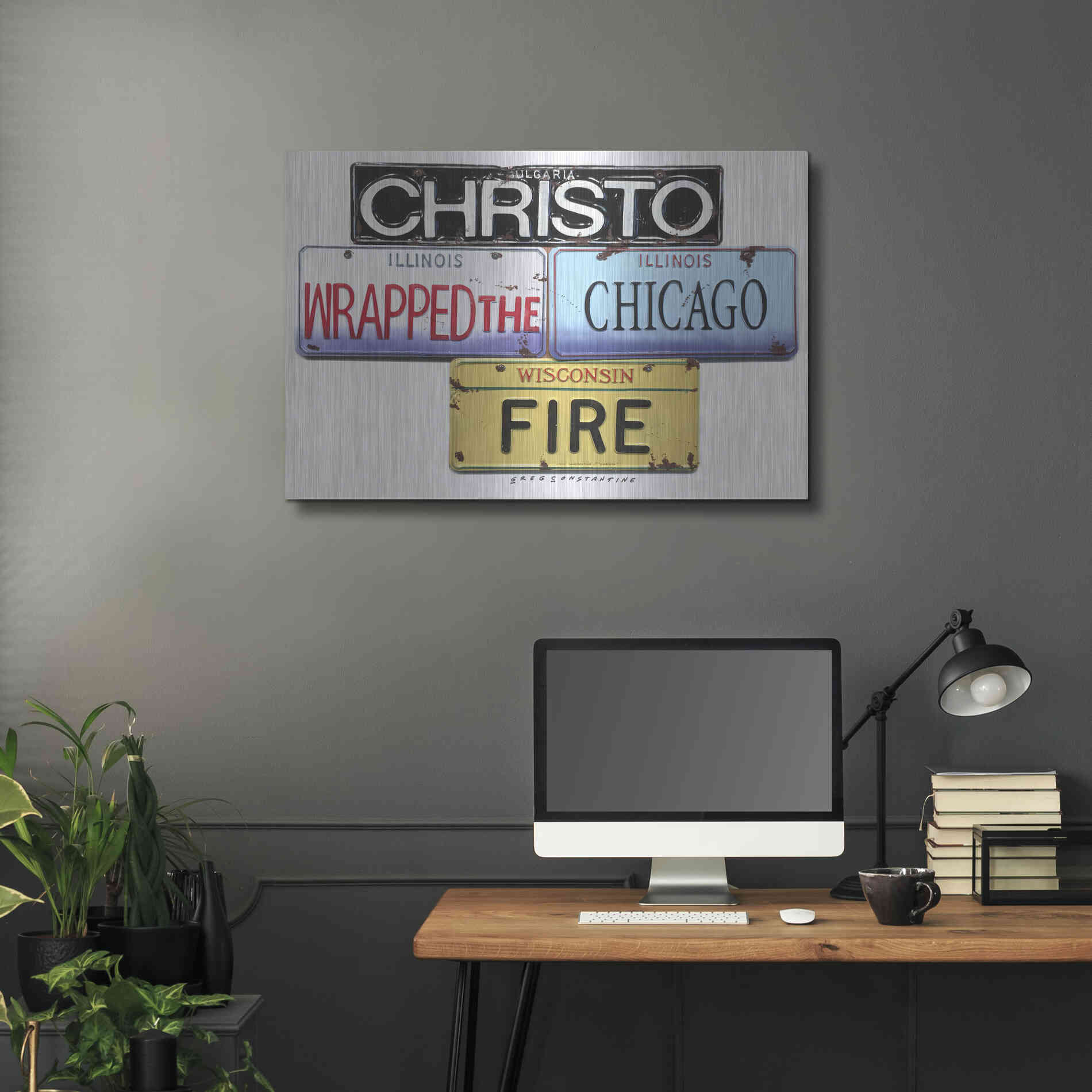 Luxe Metal Art 'Christo Chicago Fire' by Gregory Constantine, Metal Wall Art,36x24