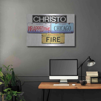 Luxe Metal Art 'Christo Chicago Fire' by Gregory Constantine, Metal Wall Art,36x24