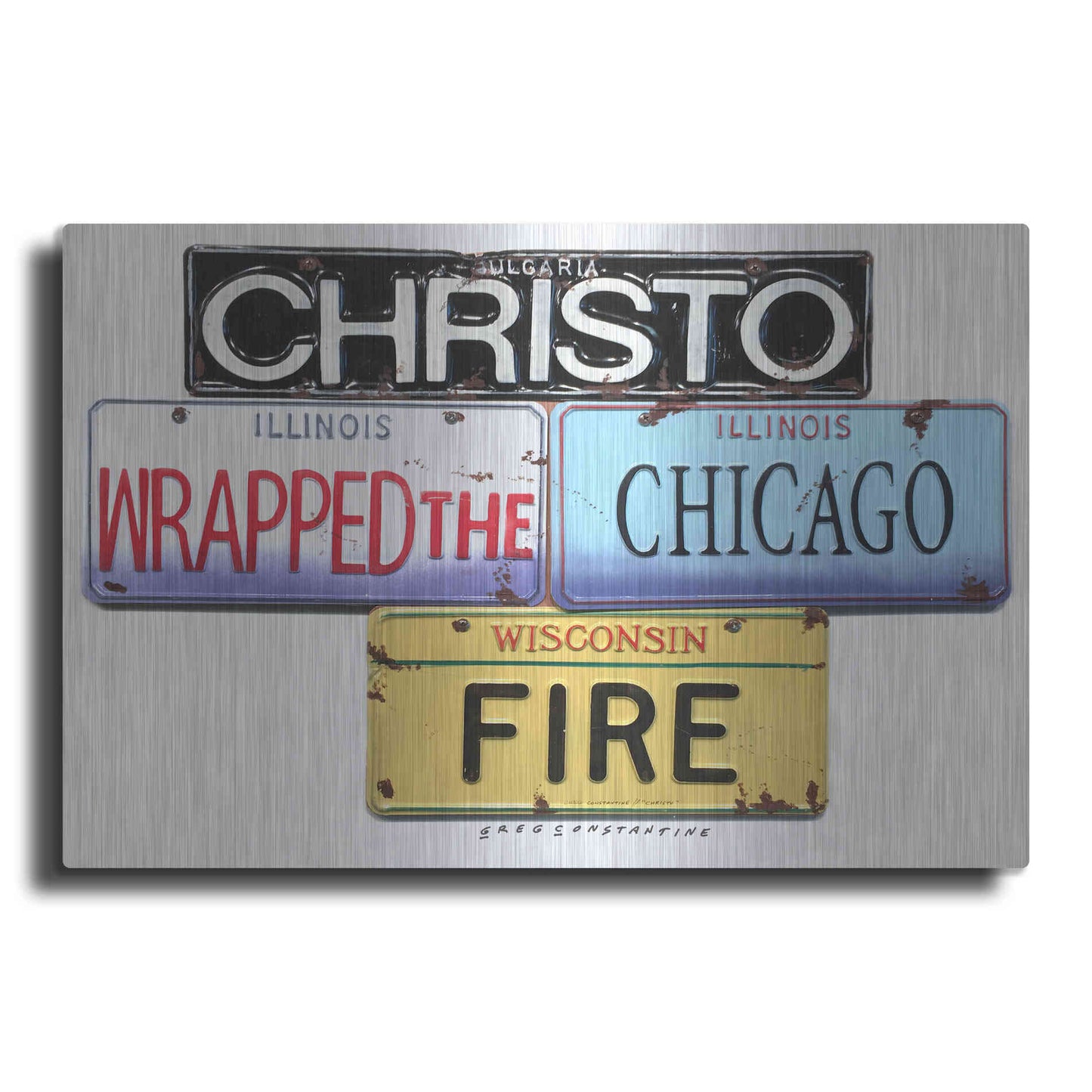Luxe Metal Art 'Christo Chicago Fire' by Gregory Constantine, Metal Wall Art