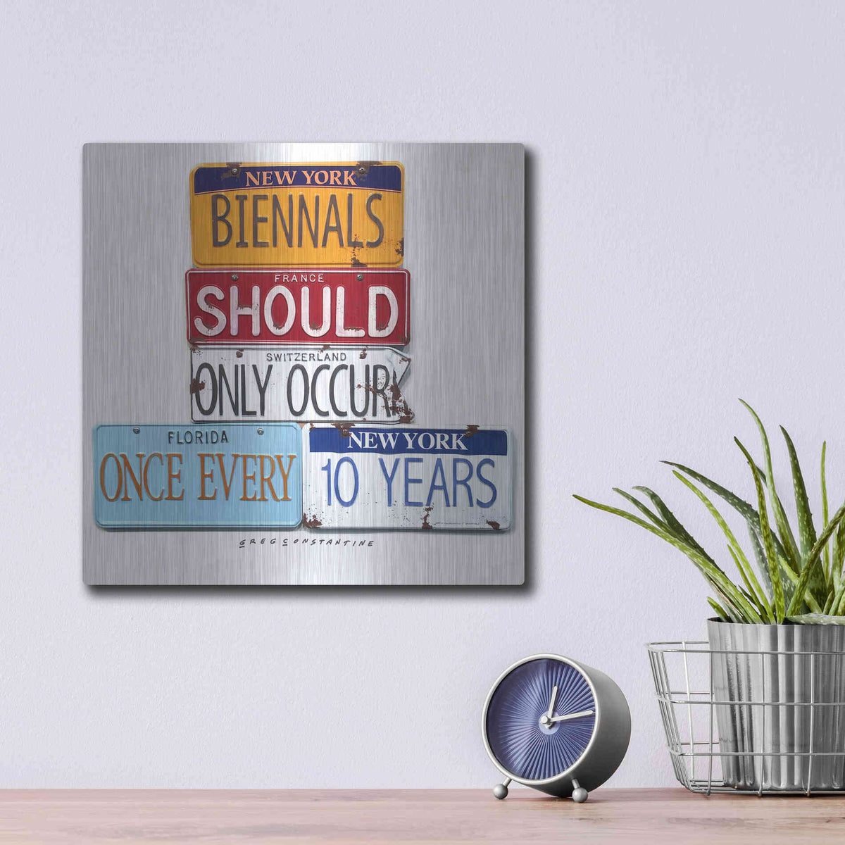 Luxe Metal Art 'Biennials 10 Every Years' by Gregory Constantine, Metal Wall Art,12x12