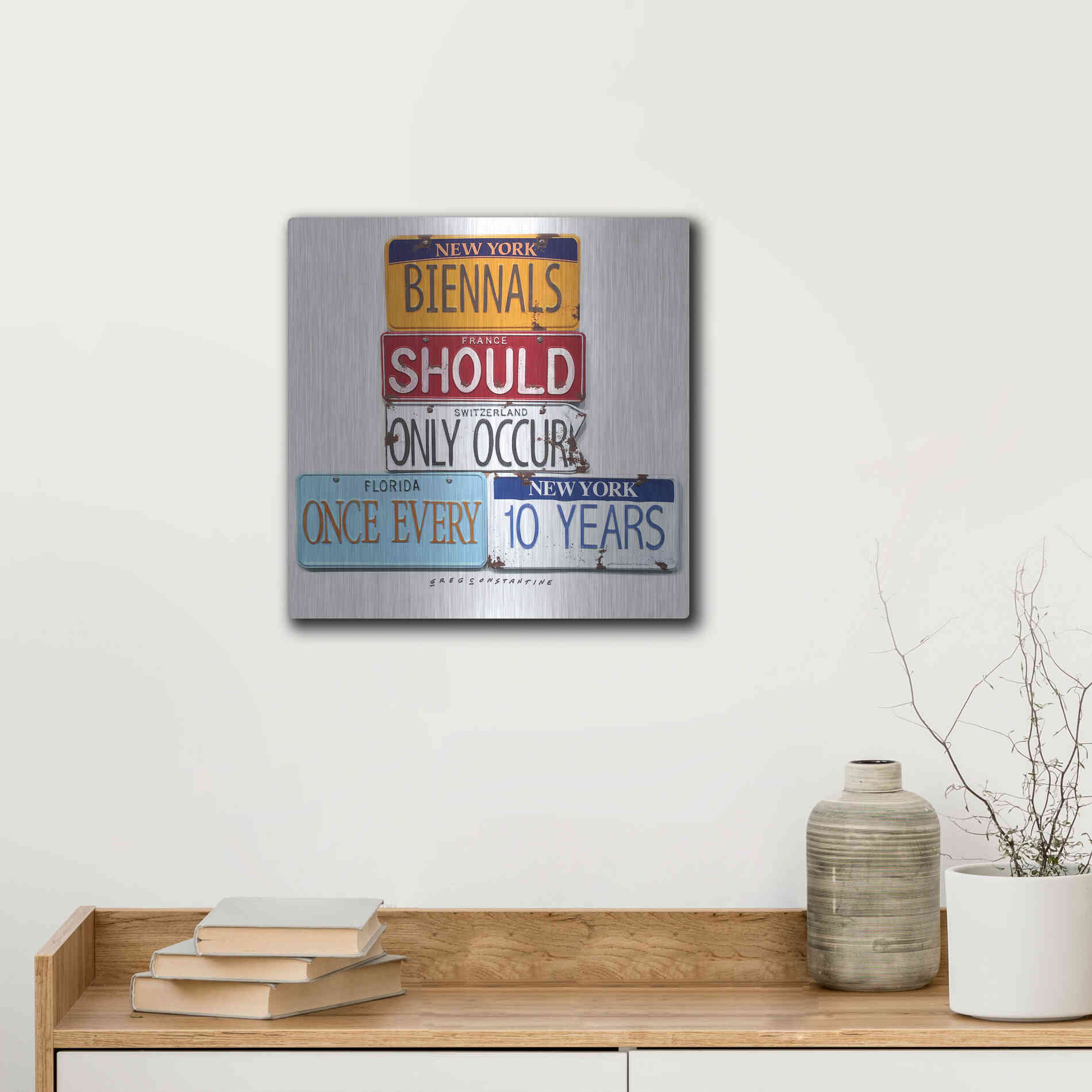 Luxe Metal Art 'Biennials 10 Every Years' by Gregory Constantine, Metal Wall Art,12x12