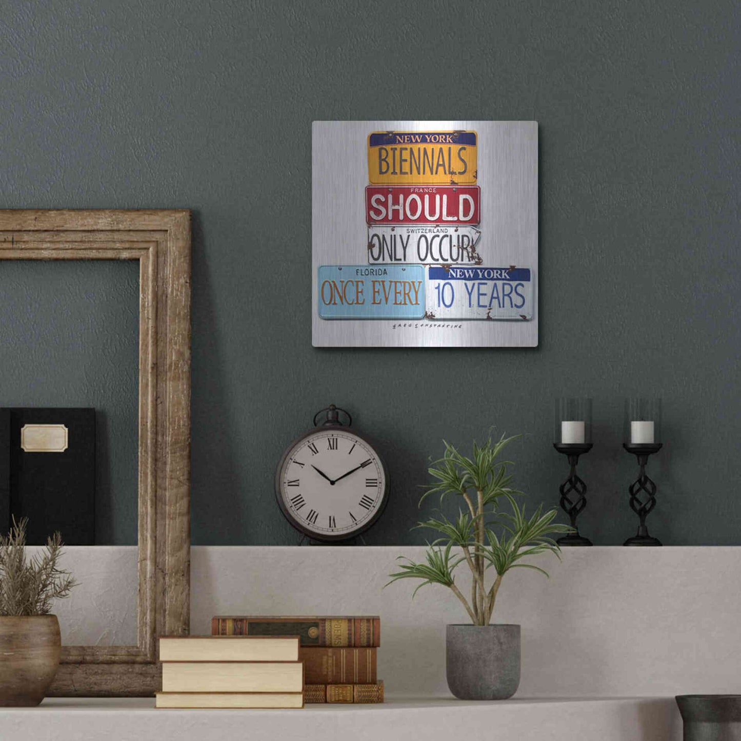 Luxe Metal Art 'Biennials 10 Every Years' by Gregory Constantine, Metal Wall Art,12x12