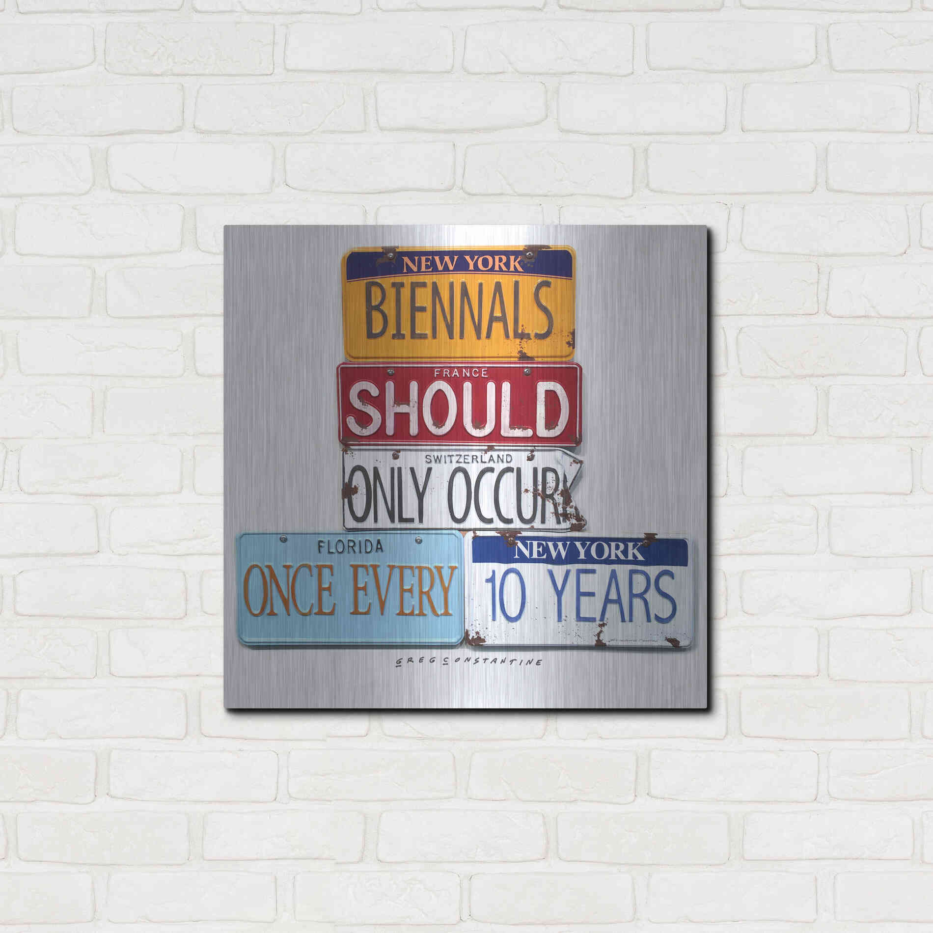 Luxe Metal Art 'Biennials 10 Every Years' by Gregory Constantine, Metal Wall Art,24x24