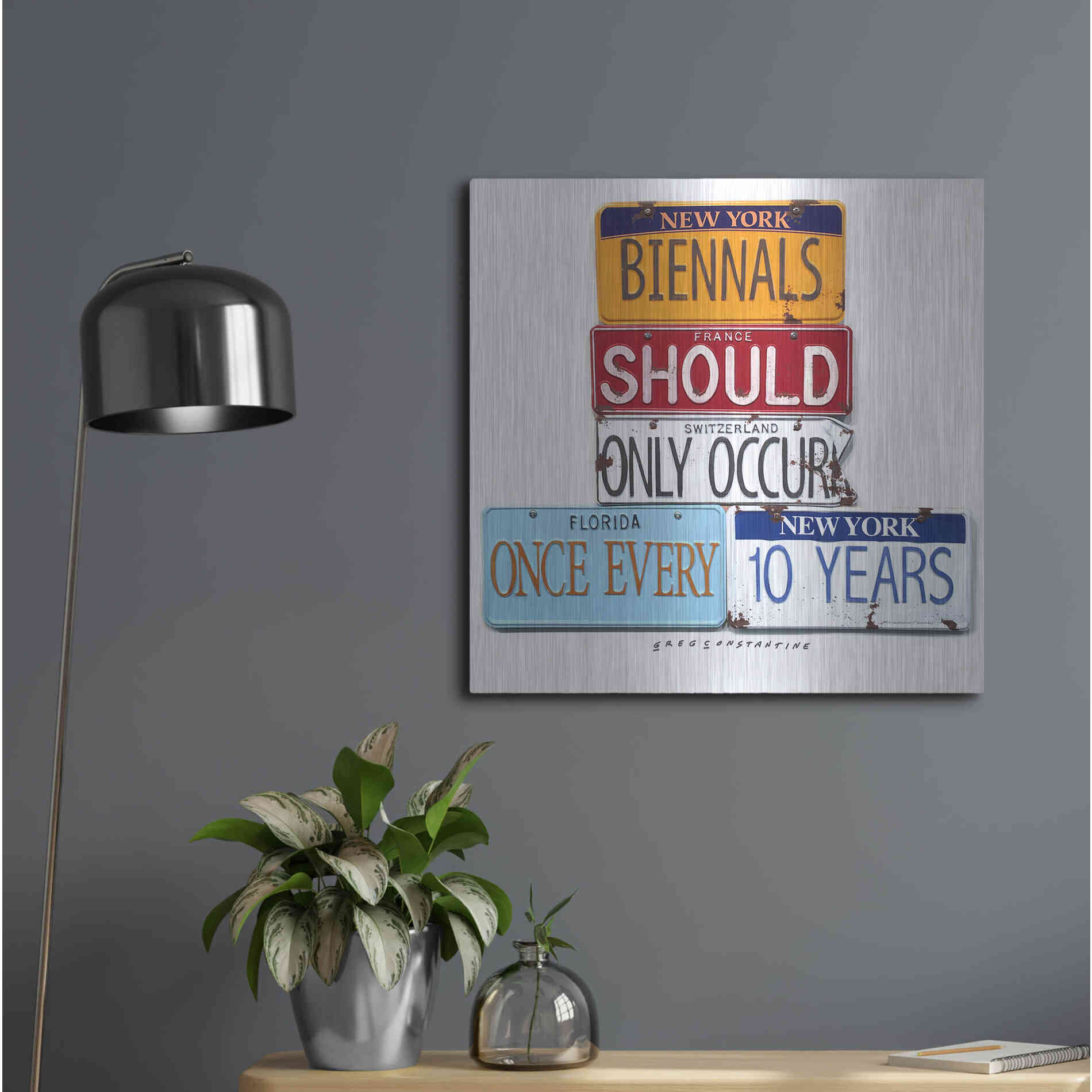 Luxe Metal Art 'Biennials 10 Every Years' by Gregory Constantine, Metal Wall Art,24x24