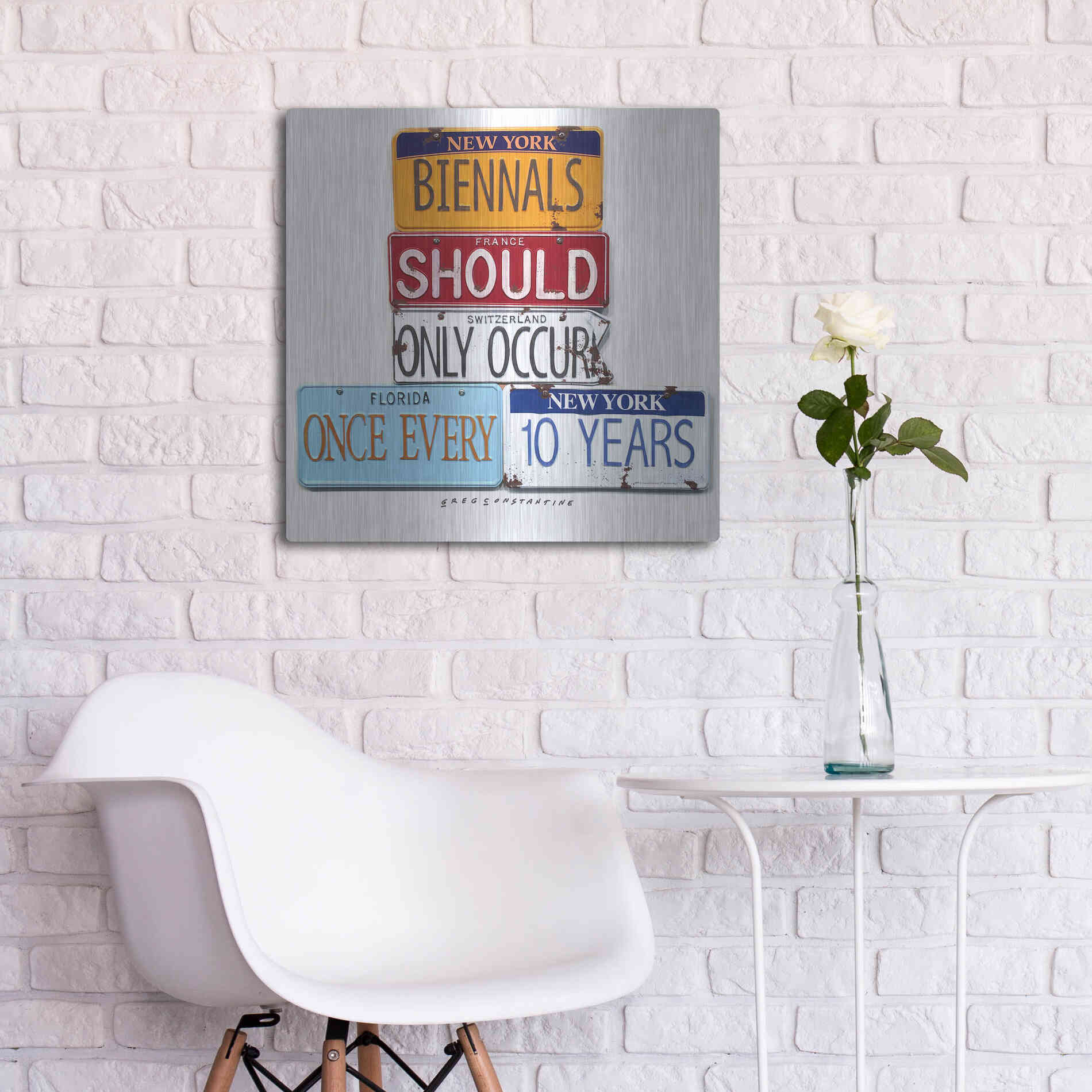 Luxe Metal Art 'Biennials 10 Every Years' by Gregory Constantine, Metal Wall Art,24x24