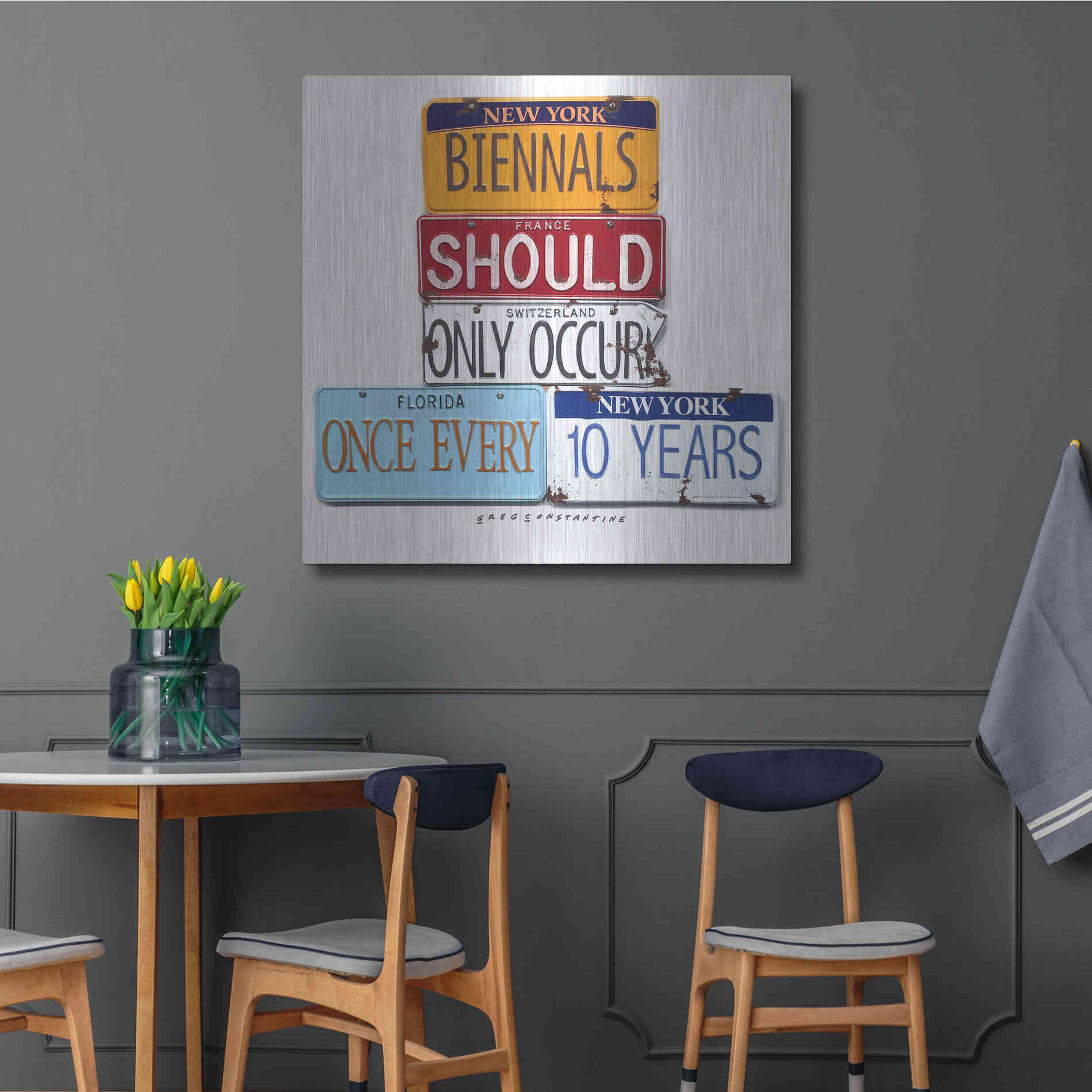 Luxe Metal Art 'Biennials 10 Every Years' by Gregory Constantine, Metal Wall Art,36x36