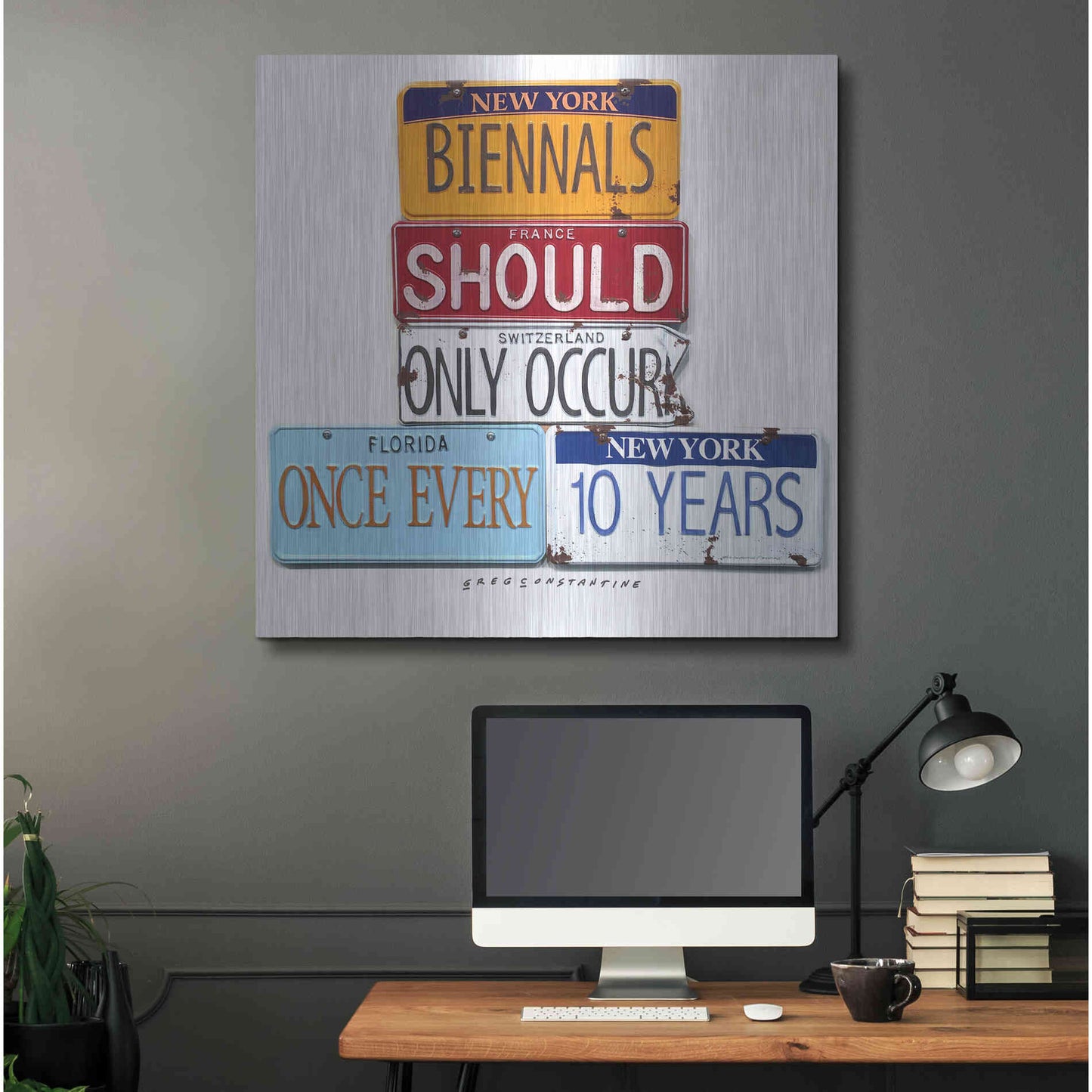 Luxe Metal Art 'Biennials 10 Every Years' by Gregory Constantine, Metal Wall Art,36x36