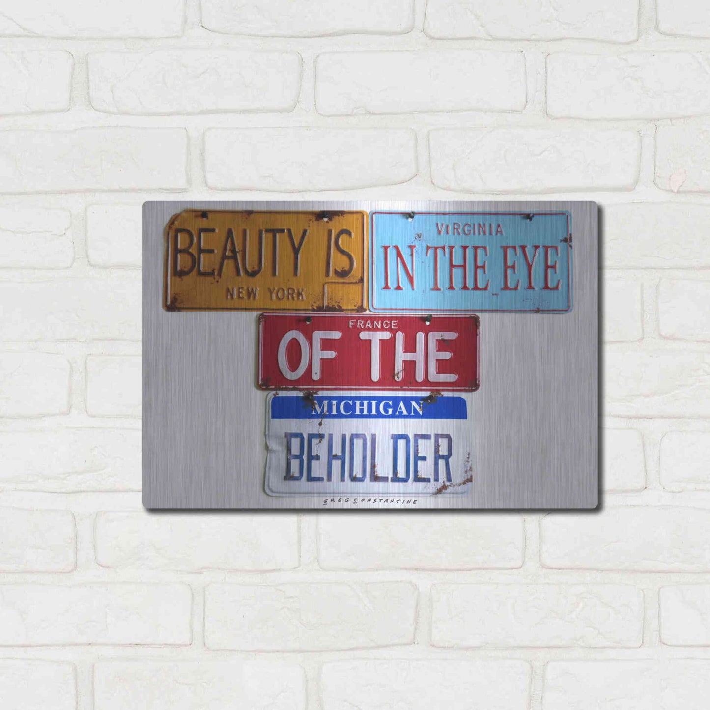 Luxe Metal Art 'Beauty Beholder' by Gregory Constantine, Metal Wall Art,16x12