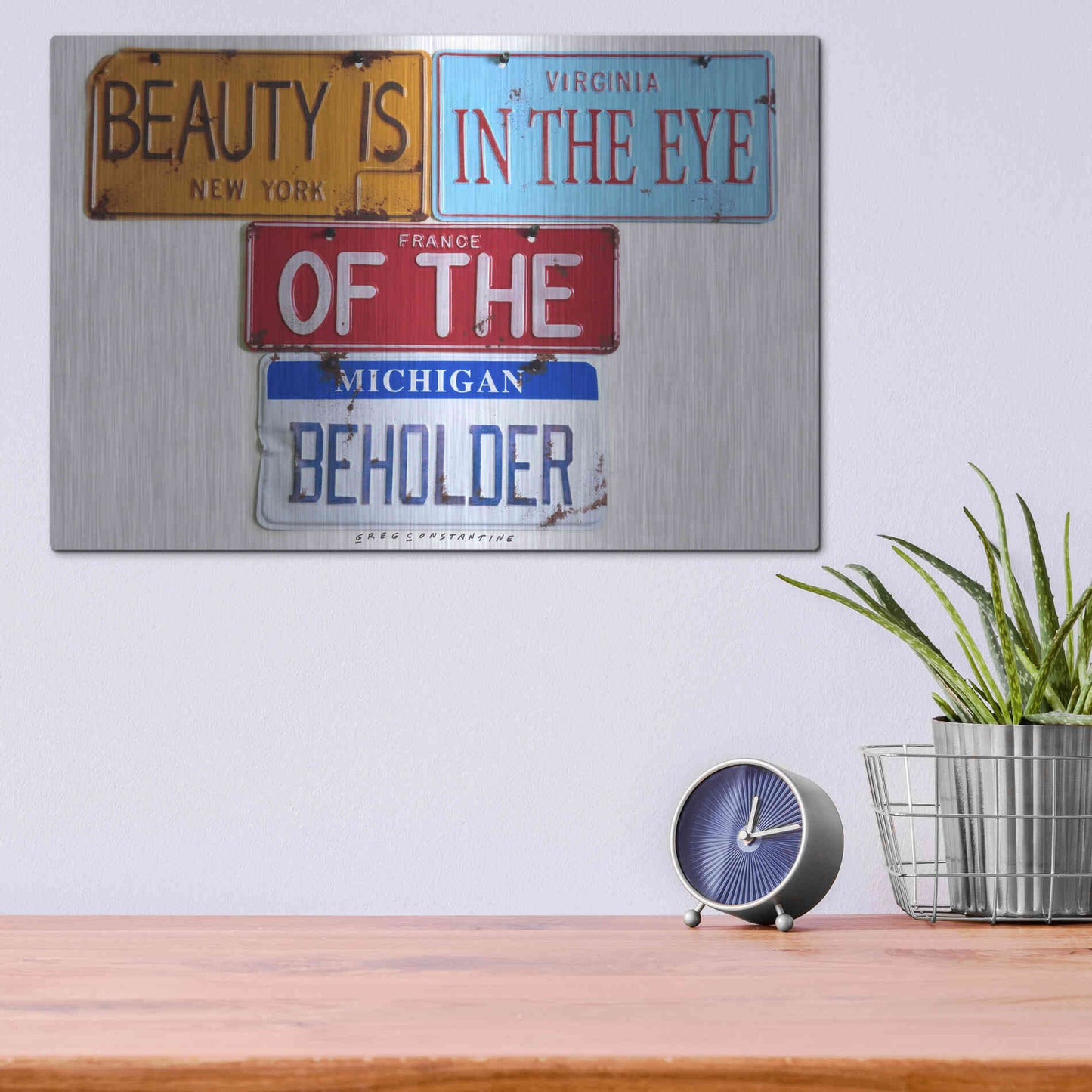 Luxe Metal Art 'Beauty Beholder' by Gregory Constantine, Metal Wall Art,16x12