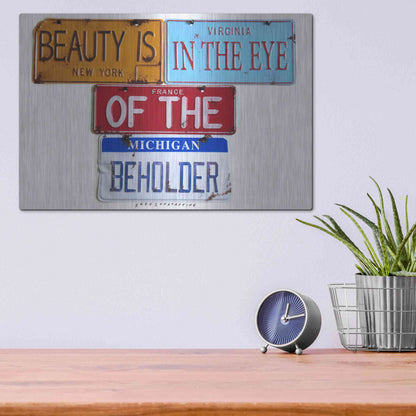 Luxe Metal Art 'Beauty Beholder' by Gregory Constantine, Metal Wall Art,16x12