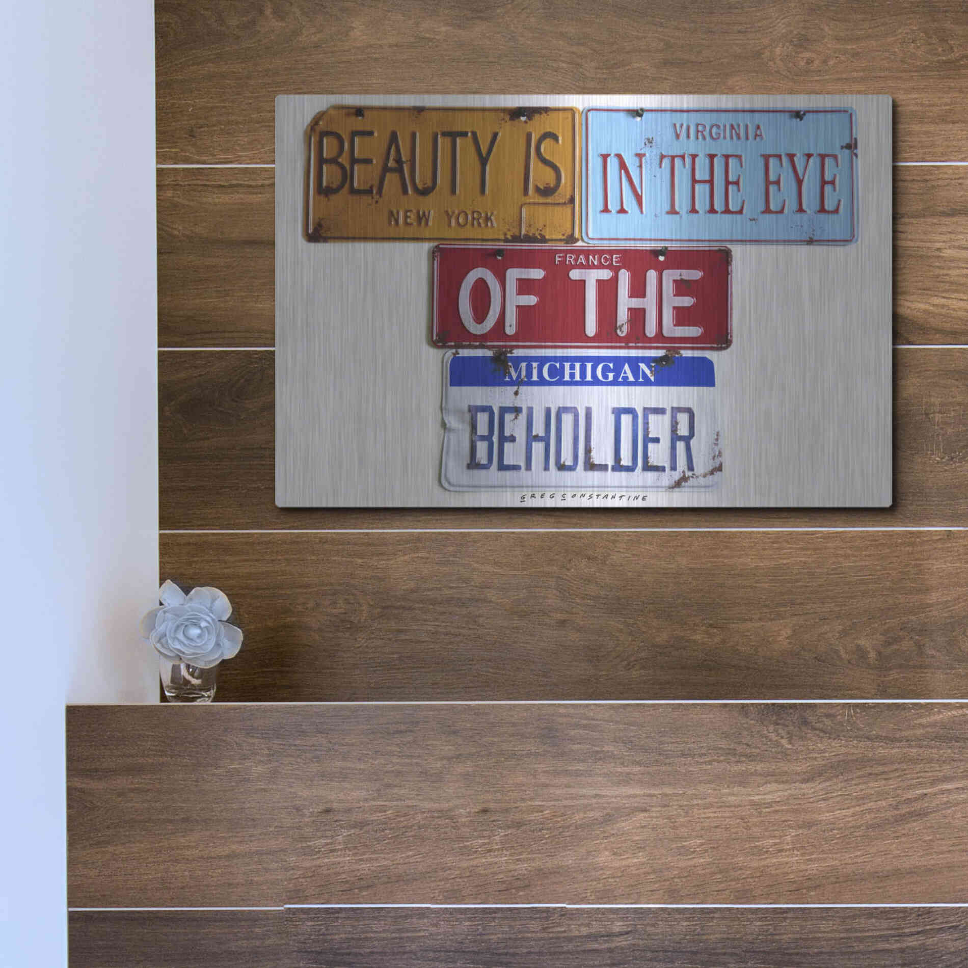 Luxe Metal Art 'Beauty Beholder' by Gregory Constantine, Metal Wall Art,16x12