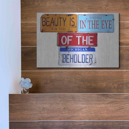 Luxe Metal Art 'Beauty Beholder' by Gregory Constantine, Metal Wall Art,16x12