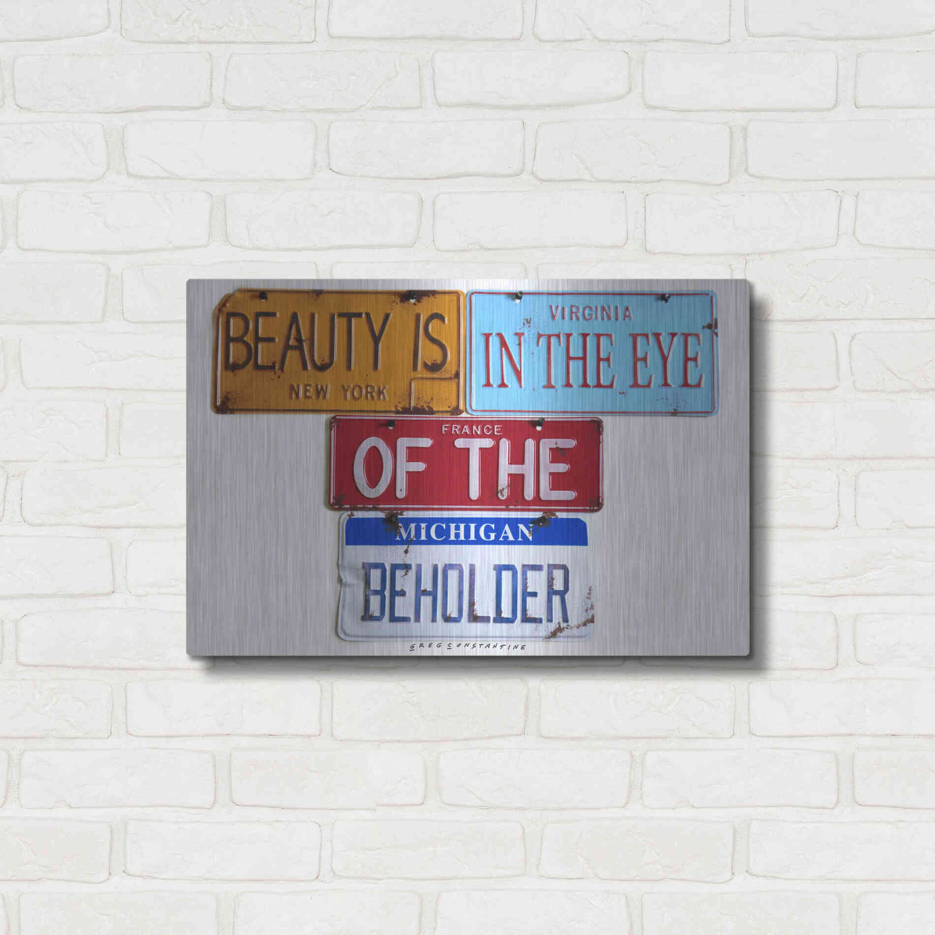 Luxe Metal Art 'Beauty Beholder' by Gregory Constantine, Metal Wall Art,24x16