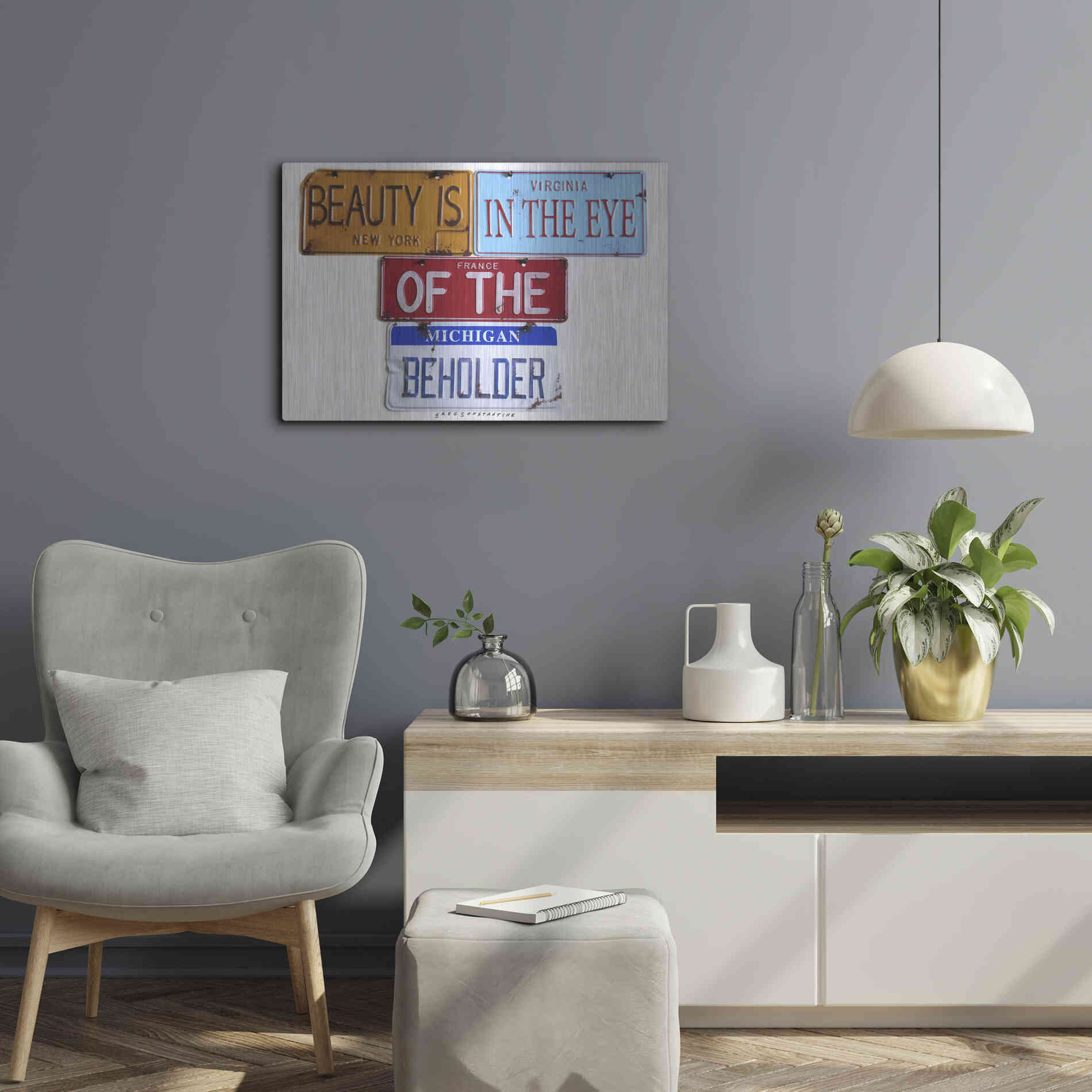 Luxe Metal Art 'Beauty Beholder' by Gregory Constantine, Metal Wall Art,24x16