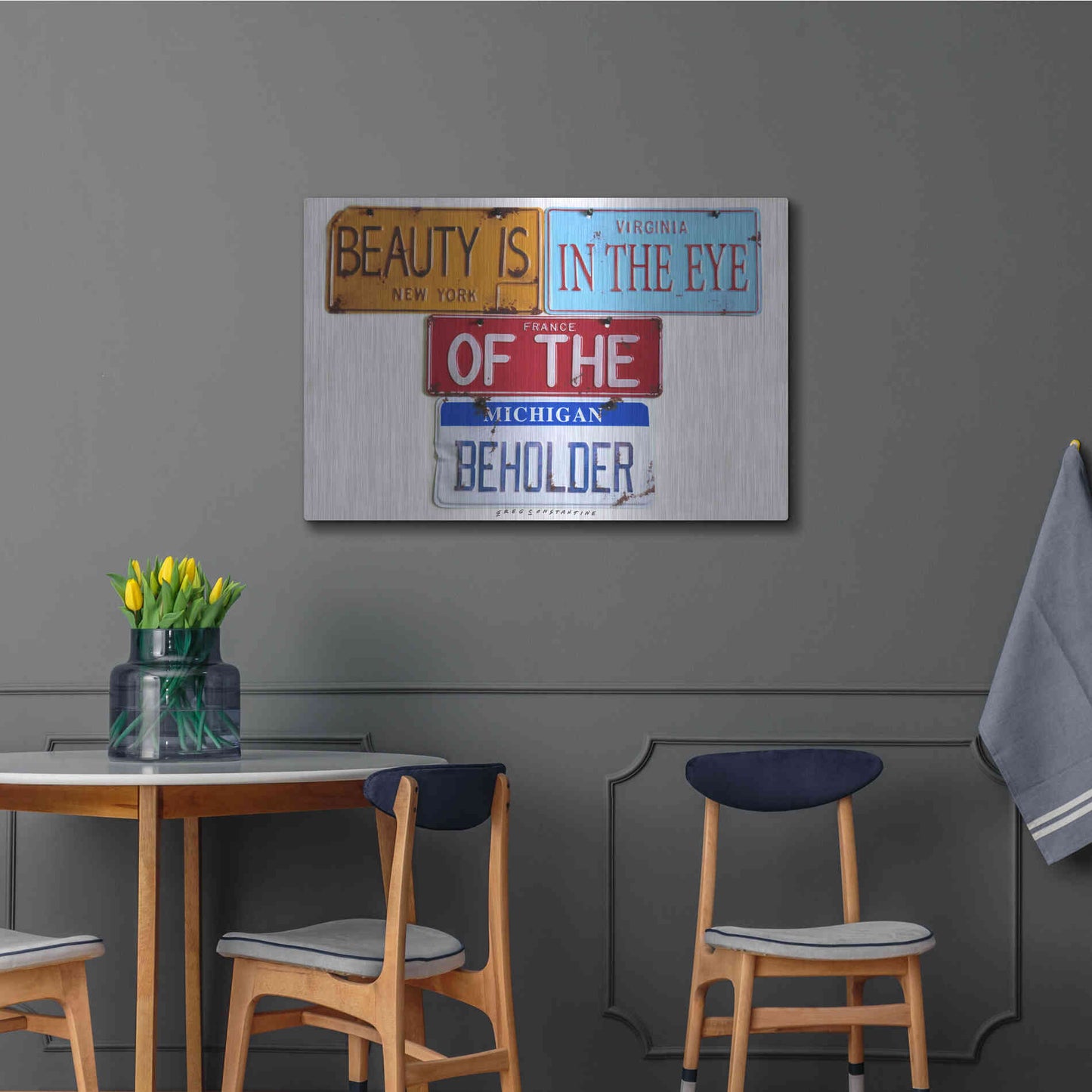 Luxe Metal Art 'Beauty Beholder' by Gregory Constantine, Metal Wall Art,36x24