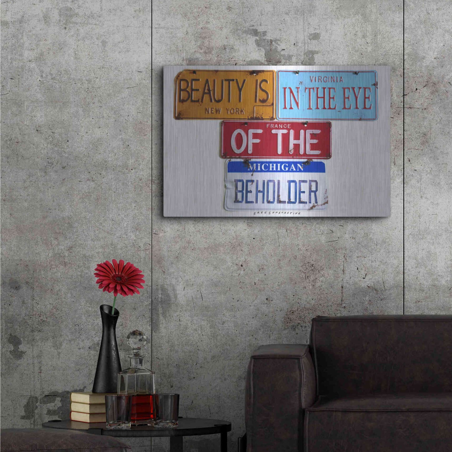 Luxe Metal Art 'Beauty Beholder' by Gregory Constantine, Metal Wall Art,36x24