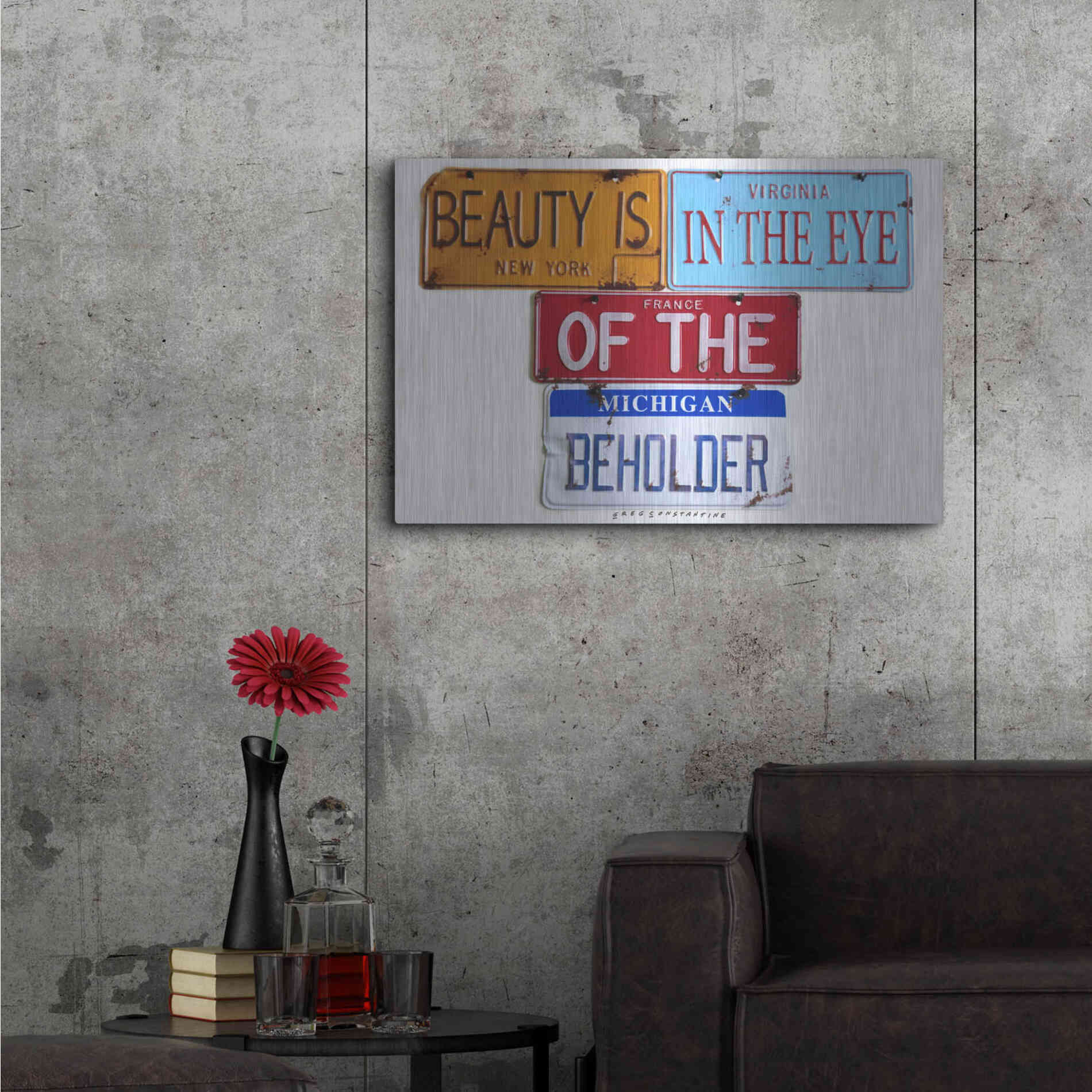Luxe Metal Art 'Beauty Beholder' by Gregory Constantine, Metal Wall Art,36x24