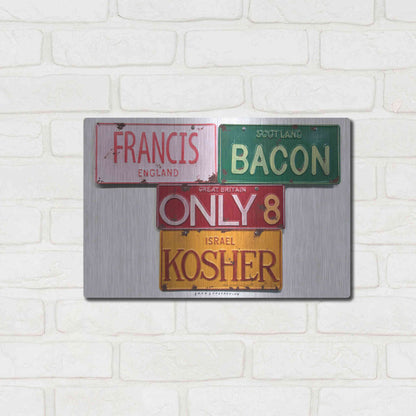 Luxe Metal Art 'Bacon Kosher' by Gregory Constantine, Metal Wall Art,16x12