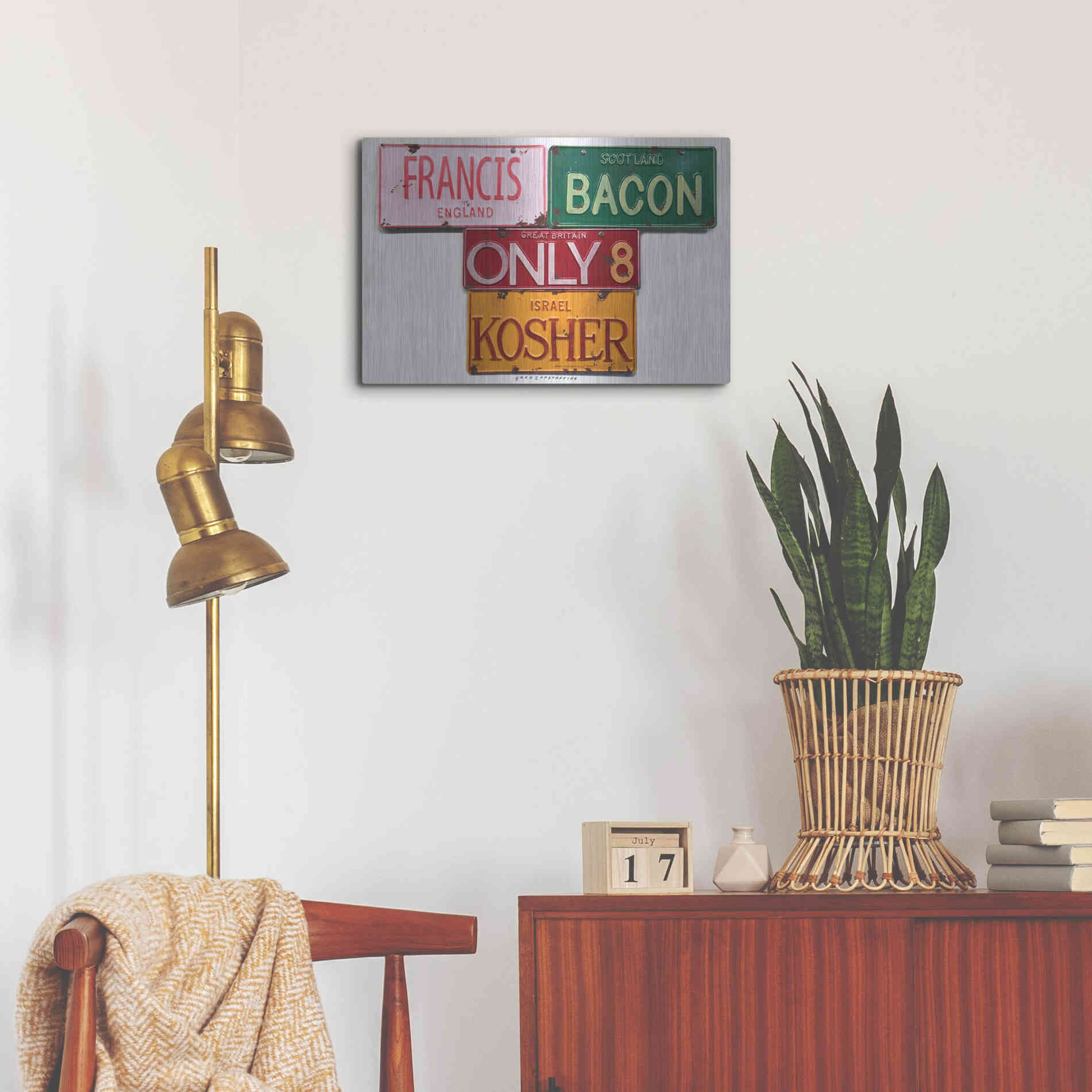 Luxe Metal Art 'Bacon Kosher' by Gregory Constantine, Metal Wall Art,24x16