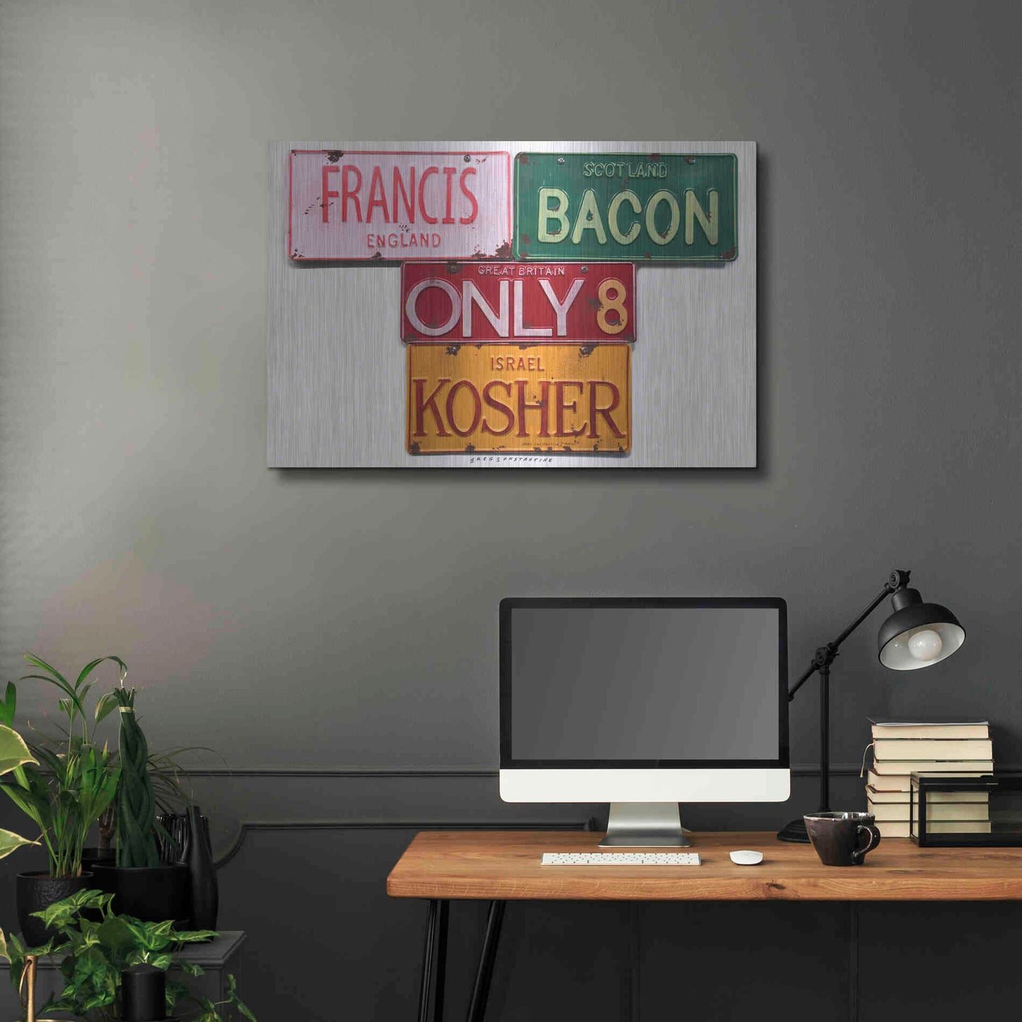 Luxe Metal Art 'Bacon Kosher' by Gregory Constantine, Metal Wall Art,36x24