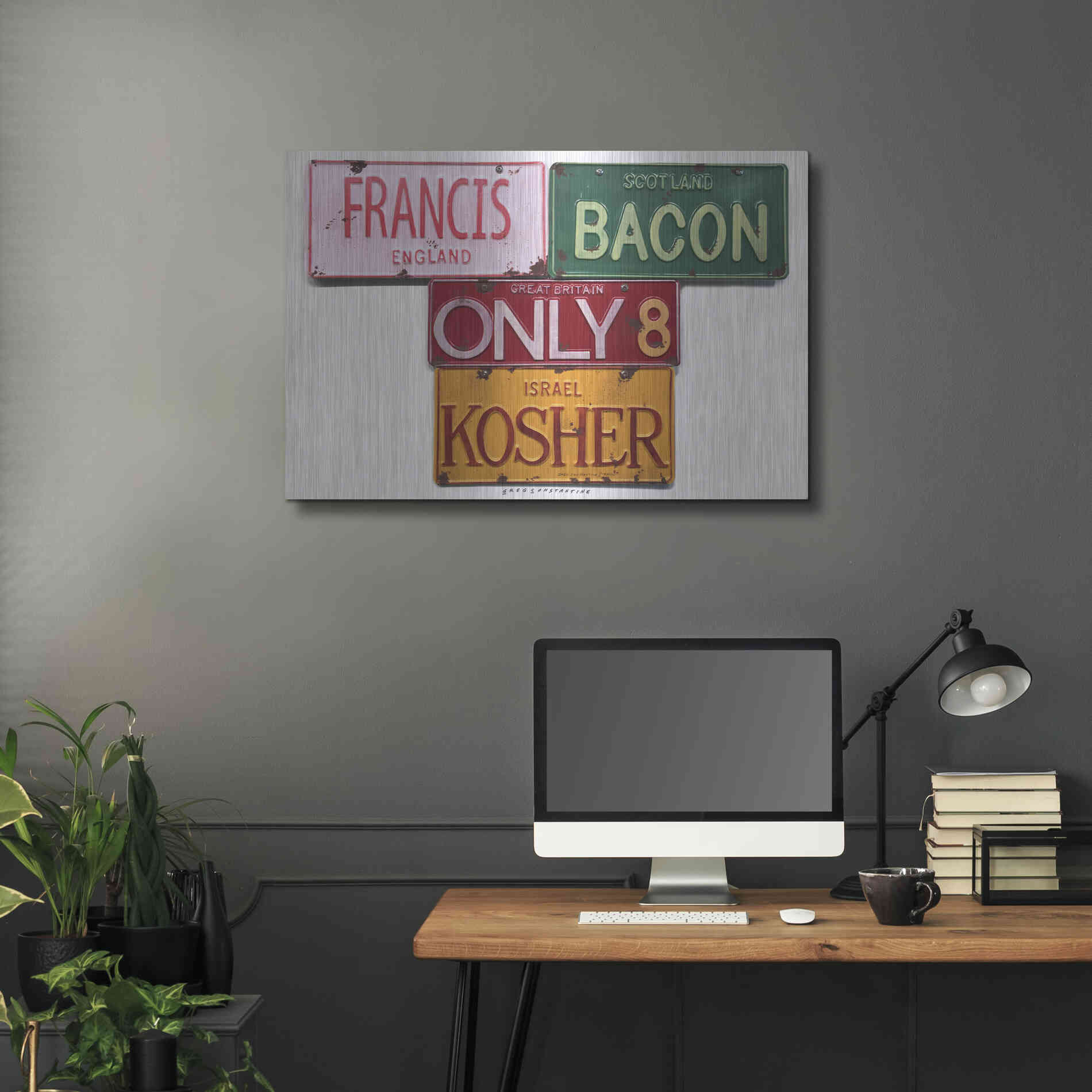 Luxe Metal Art 'Bacon Kosher' by Gregory Constantine, Metal Wall Art,36x24
