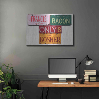 Luxe Metal Art 'Bacon Kosher' by Gregory Constantine, Metal Wall Art,36x24