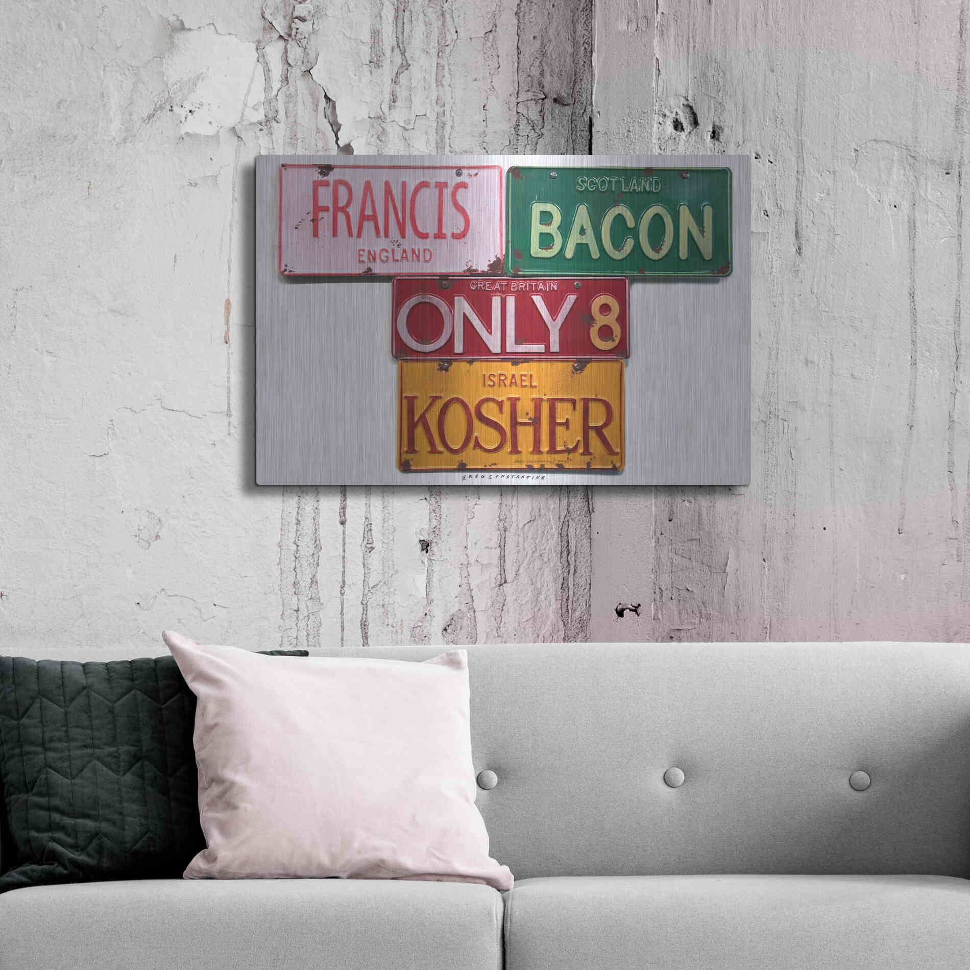 Luxe Metal Art 'Bacon Kosher' by Gregory Constantine, Metal Wall Art,36x24