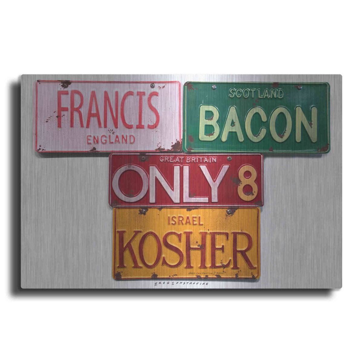 Luxe Metal Art 'Bacon Kosher' by Gregory Constantine, Metal Wall Art