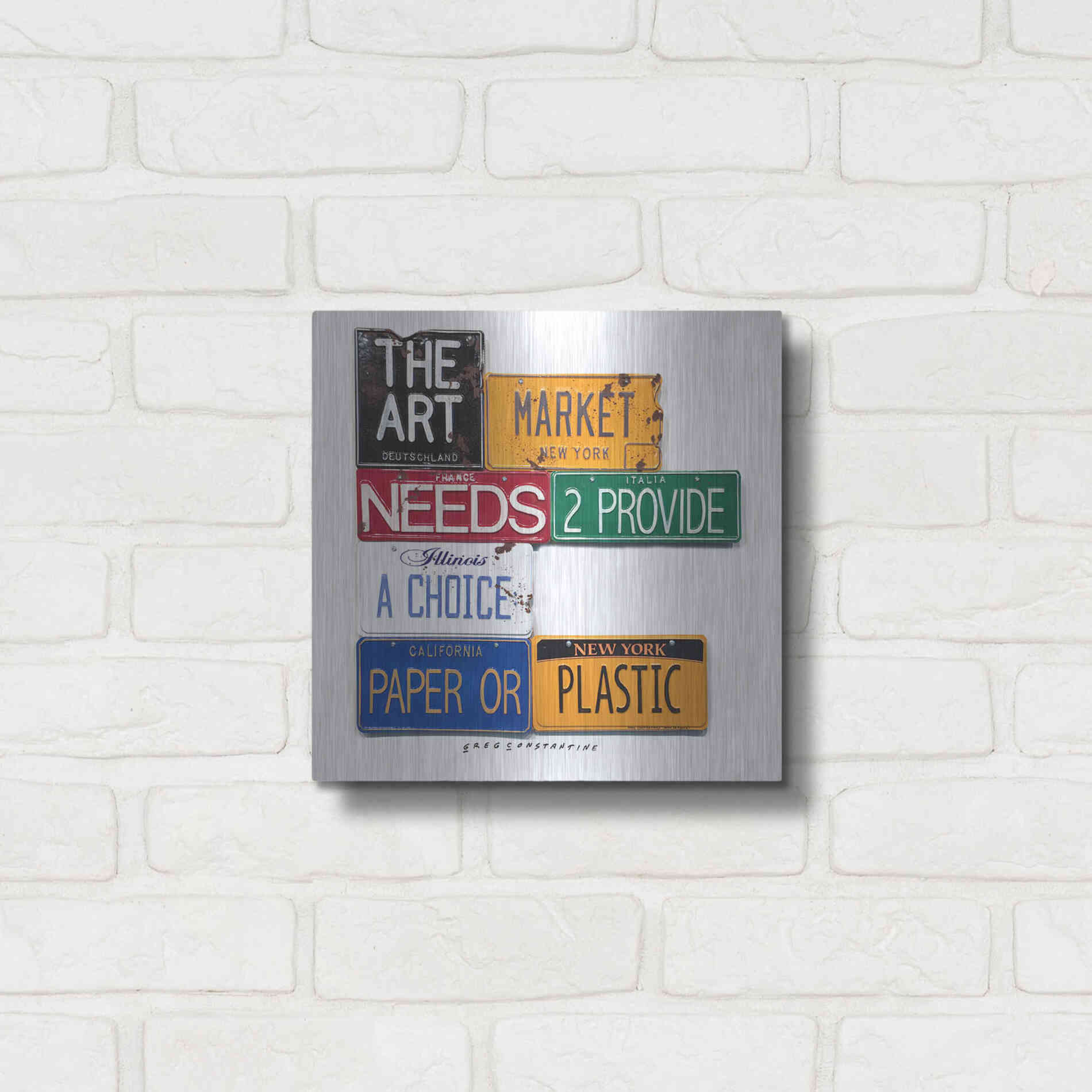 Luxe Metal Art 'Art Market' by Gregory Constantine, Metal Wall Art,12x12