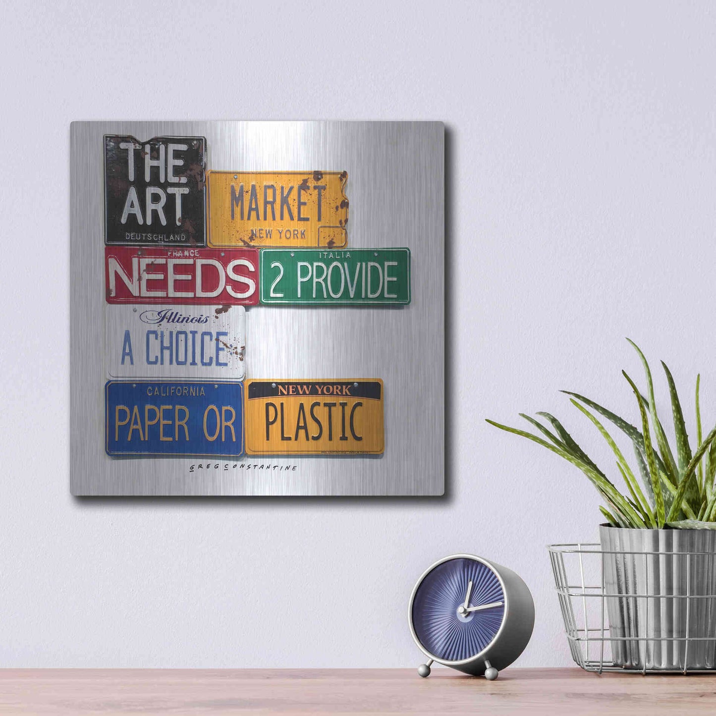 Luxe Metal Art 'Art Market' by Gregory Constantine, Metal Wall Art,12x12