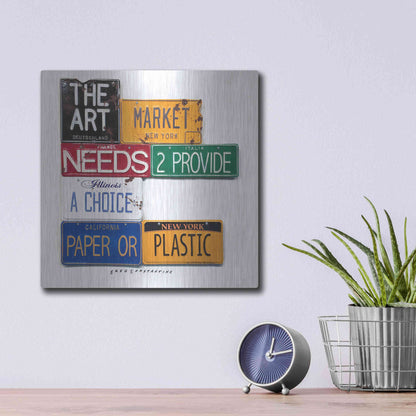 Luxe Metal Art 'Art Market' by Gregory Constantine, Metal Wall Art,12x12