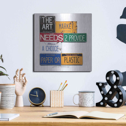 Luxe Metal Art 'Art Market' by Gregory Constantine, Metal Wall Art,12x12