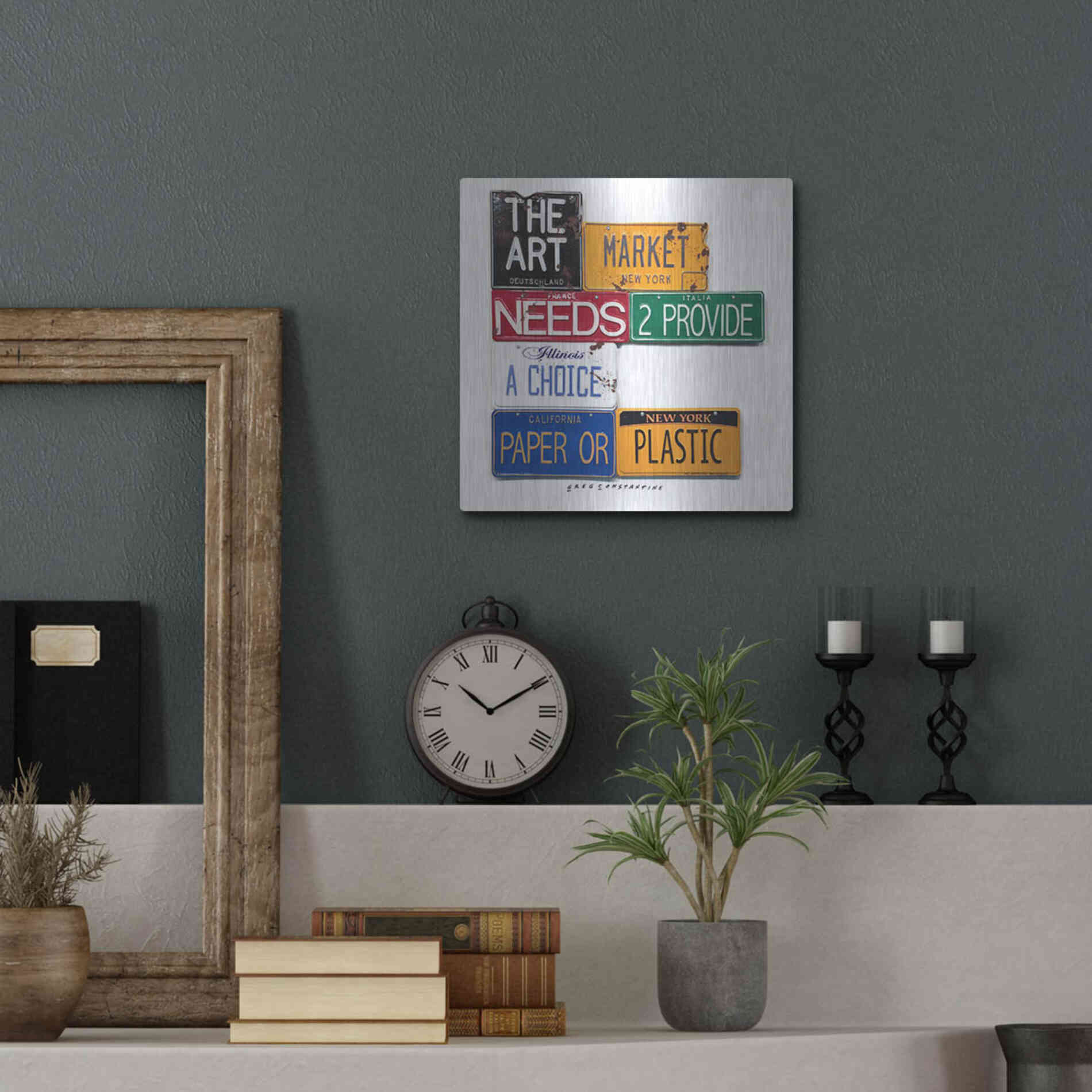 Luxe Metal Art 'Art Market' by Gregory Constantine, Metal Wall Art,12x12