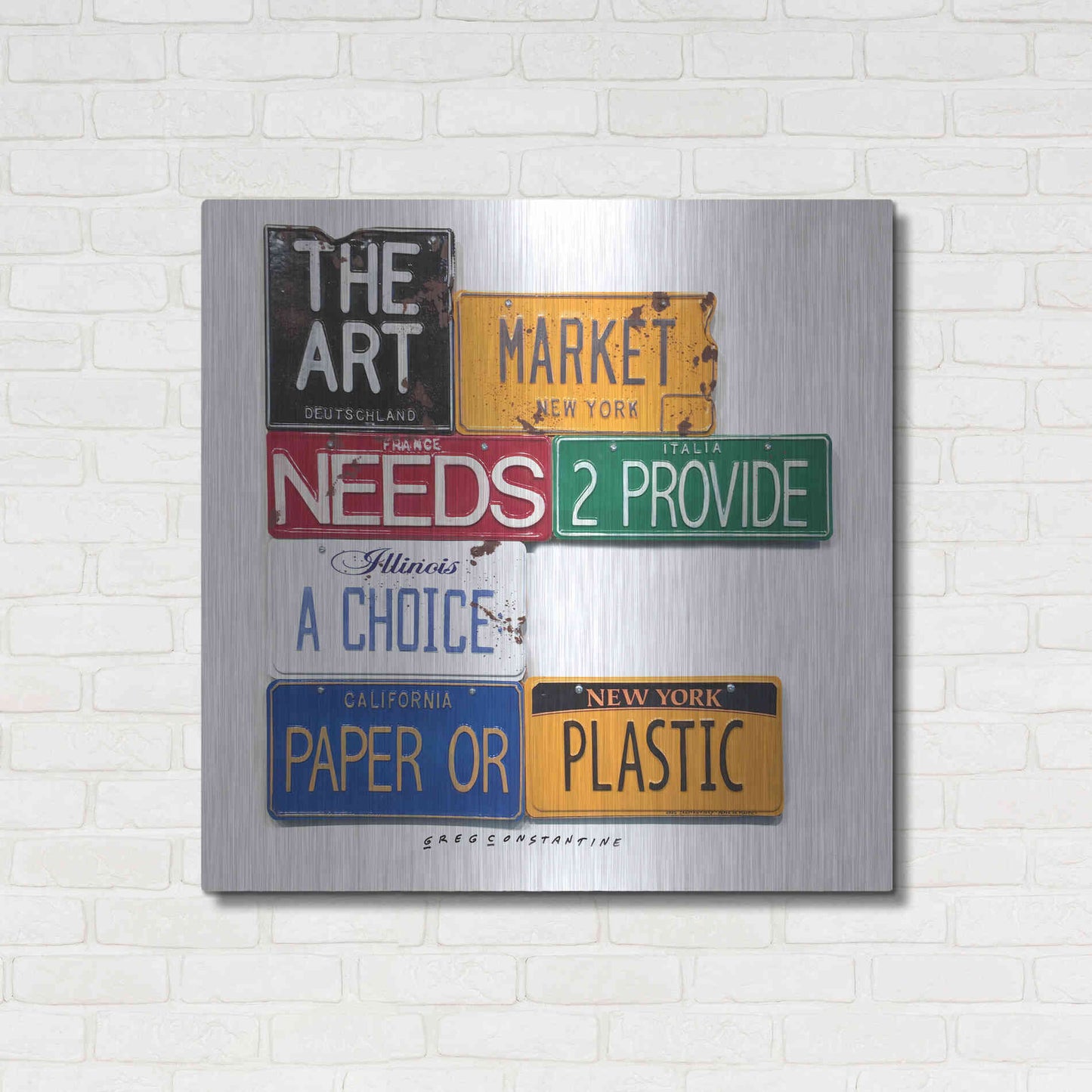 Luxe Metal Art 'Art Market' by Gregory Constantine, Metal Wall Art,36x36