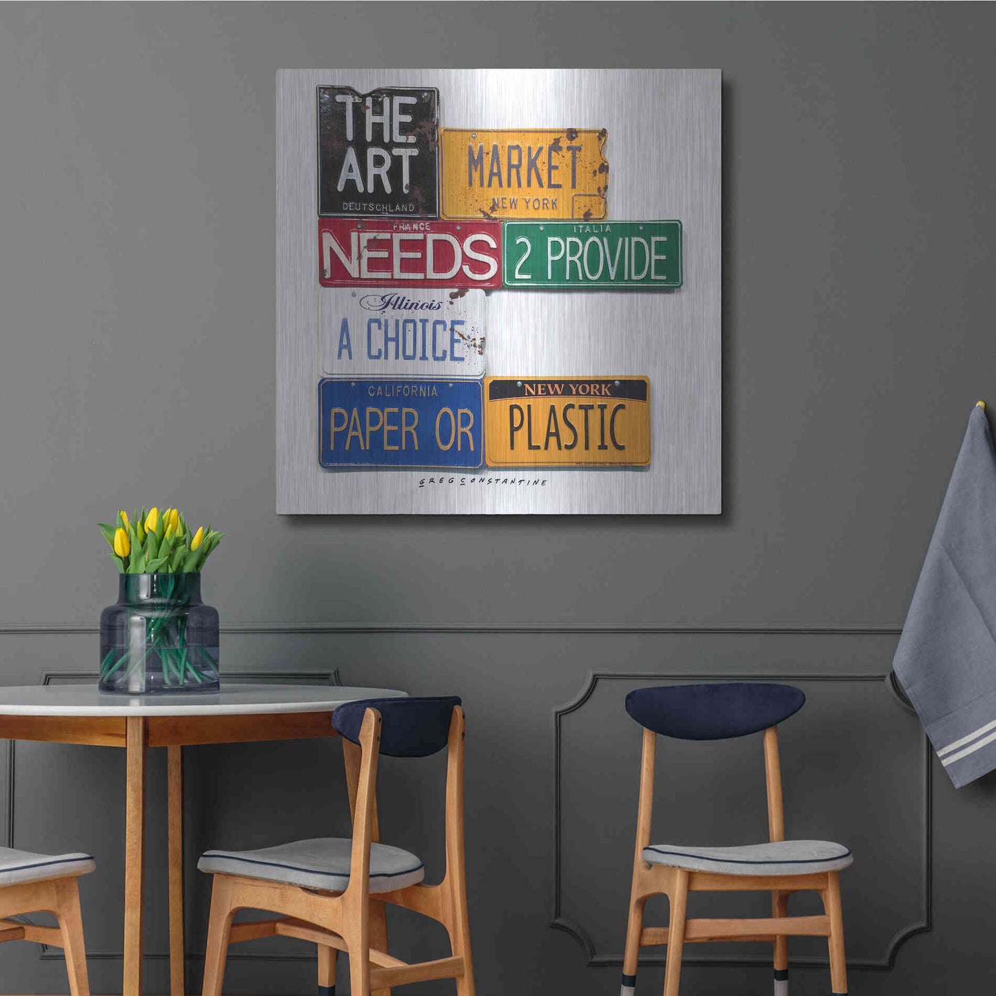 Luxe Metal Art 'Art Market' by Gregory Constantine, Metal Wall Art,36x36