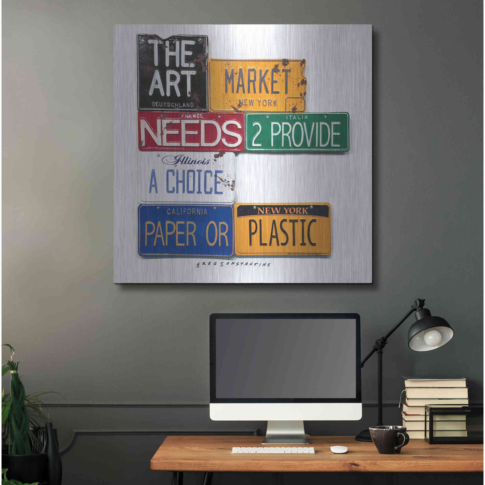 Luxe Metal Art 'Art Market' by Gregory Constantine, Metal Wall Art,36x36