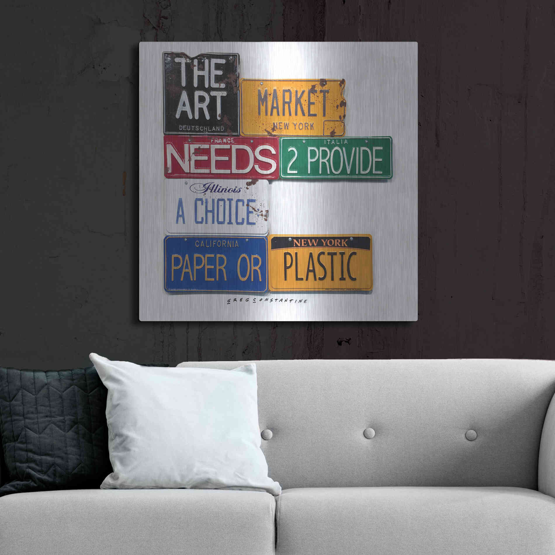 Luxe Metal Art 'Art Market' by Gregory Constantine, Metal Wall Art,36x36