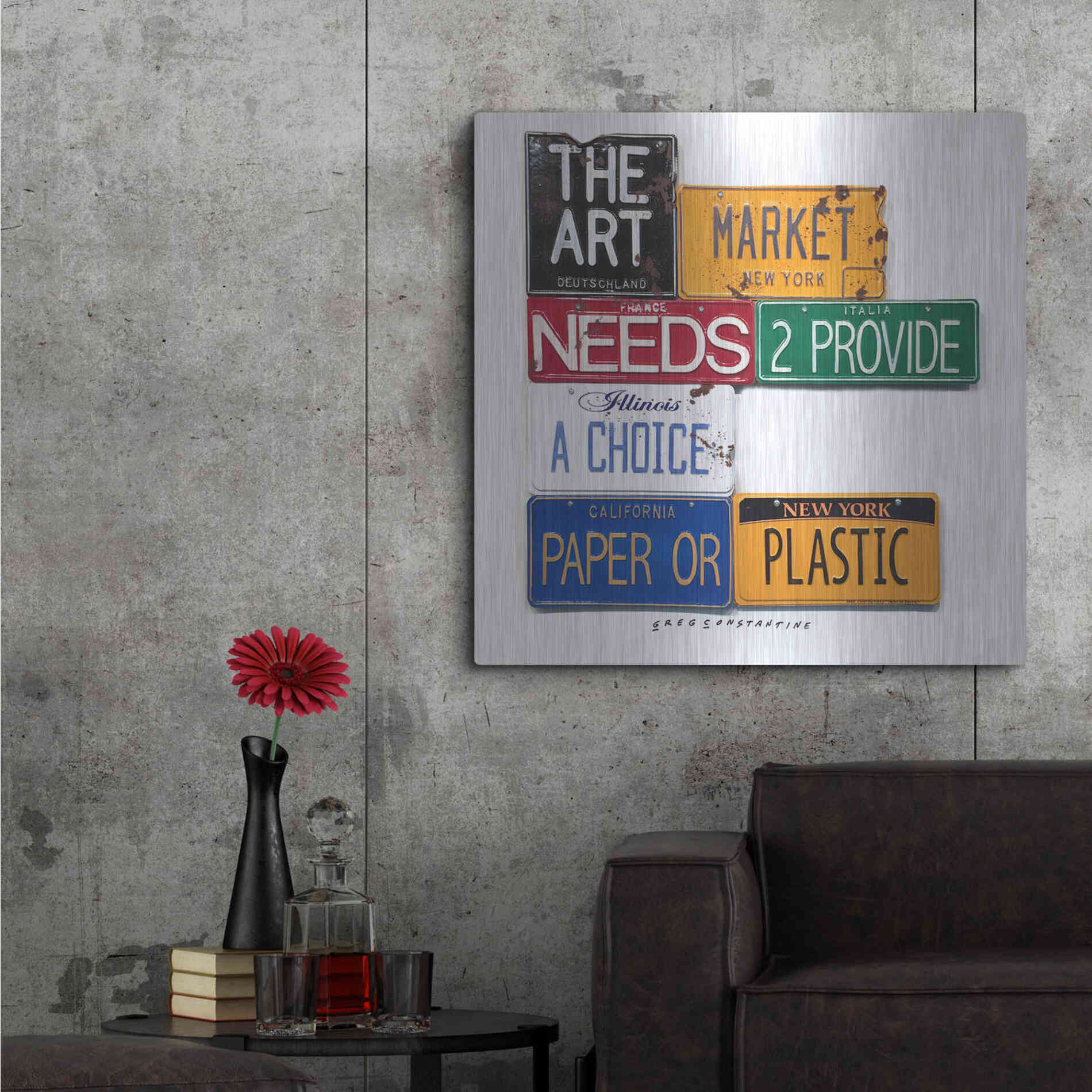 Luxe Metal Art 'Art Market' by Gregory Constantine, Metal Wall Art,36x36