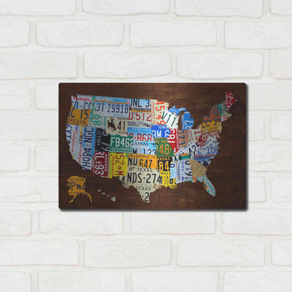 Luxe Metal Art 'United States of America License Plate Map 2018' by Design Turnpike, Metal Wall Art,16x12